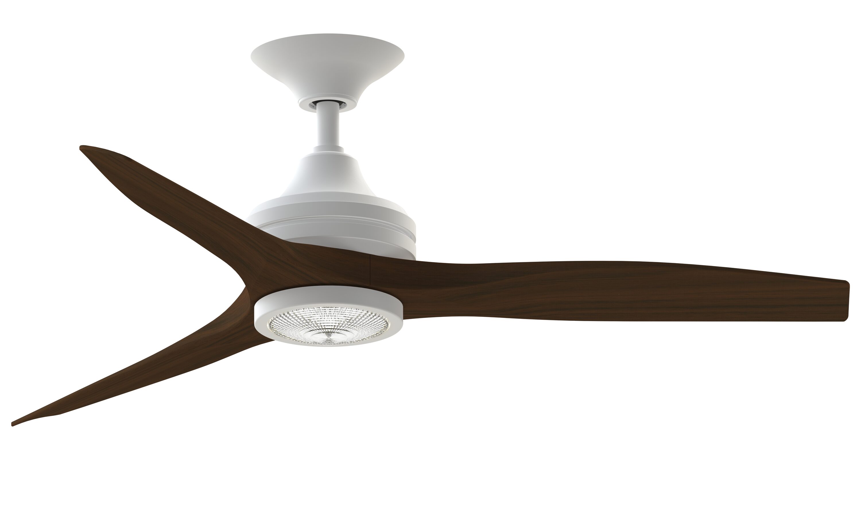 Fanimation FP6721BMW-48WK-LK Spitfire 48-in Integrated LED Outdoor Matte White with Whiskey Wood Blades Propeller Ceiling Fan With Light - Remote Included ( 3 -Blade )