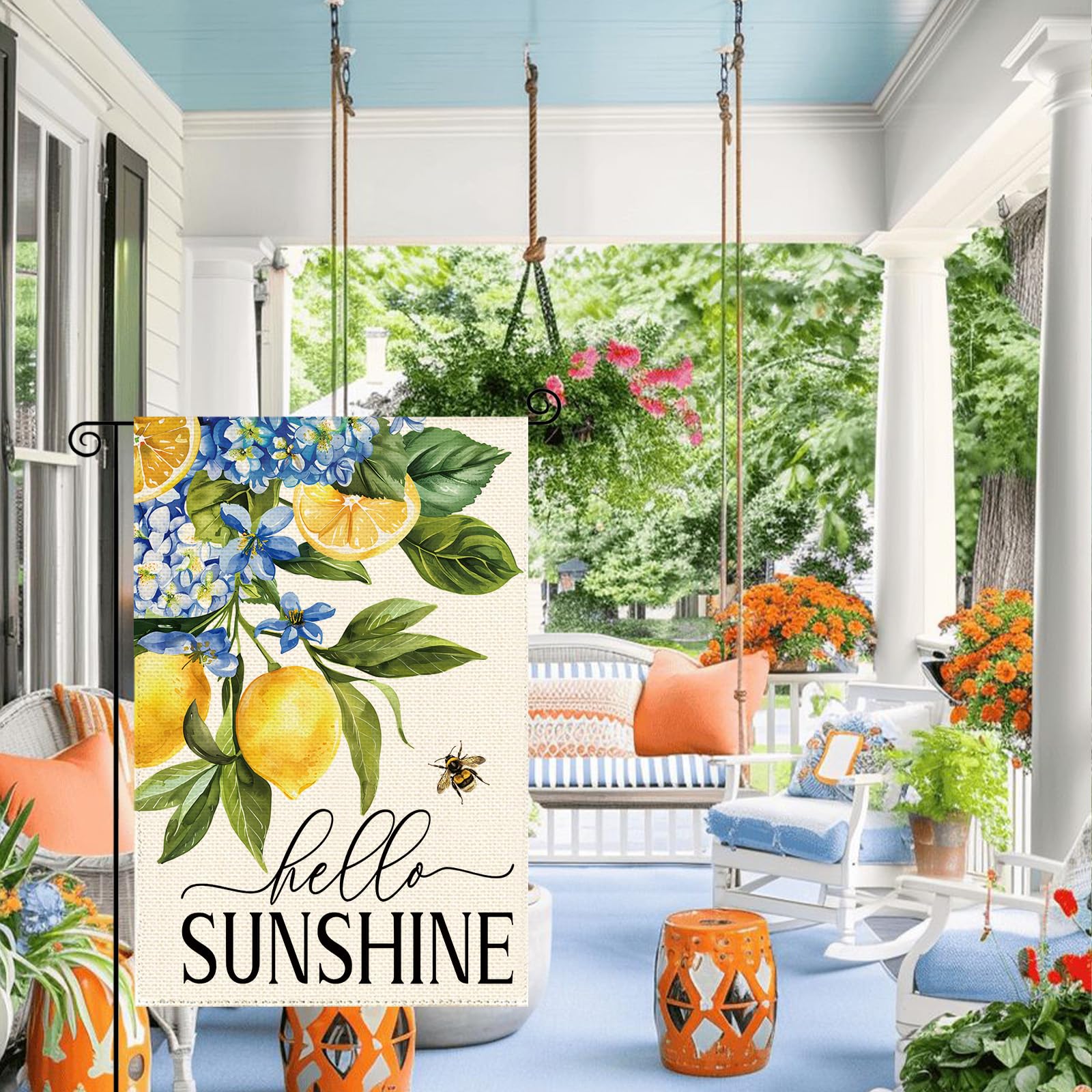 UUDULY Spring Summer Lemon Hydrangea Welcome Garden Flag 12 x 18 Inch ...