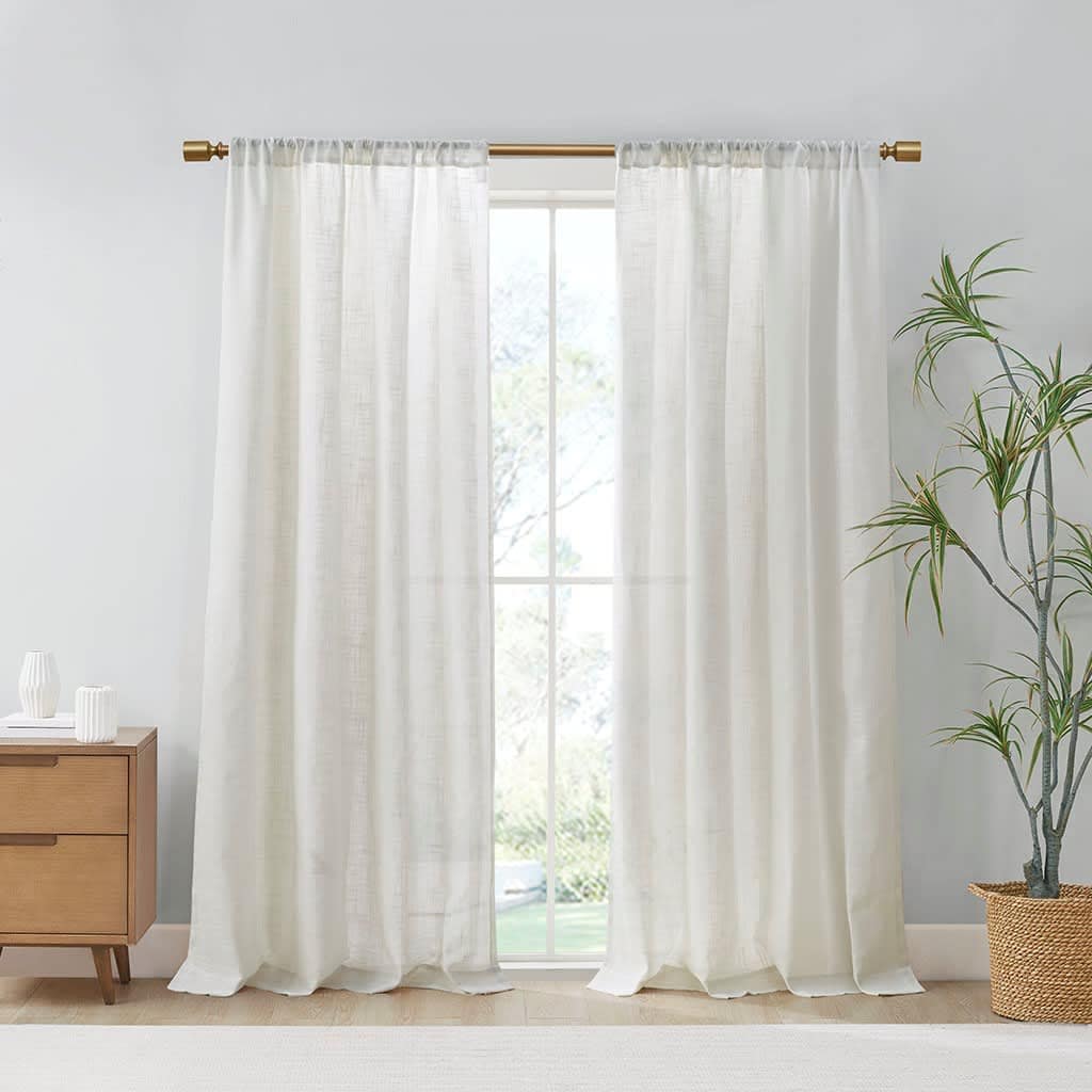 JUJABU 50-Inches Navy Cotton Seashell Printed Valance Curtain #EBHD-10