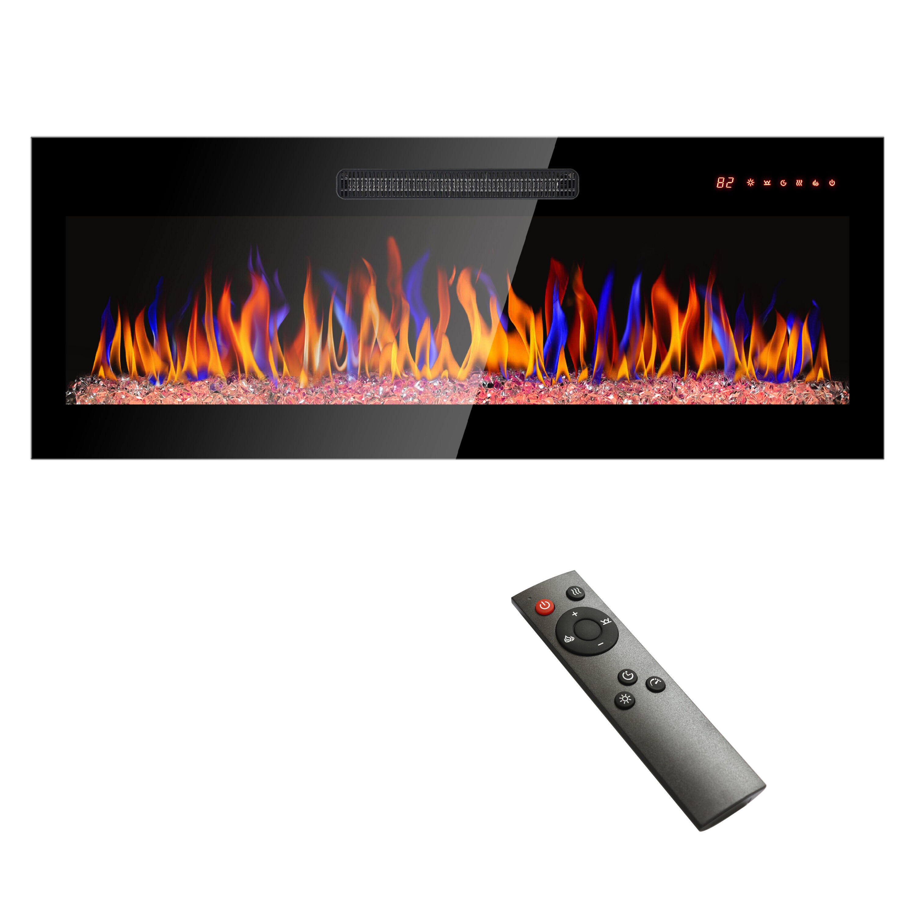 Miki Shinly CEM-3303-08QI 16-in W Antique Black Wall mount LED Wall-mount Electric Fireplace with Remote Control Included