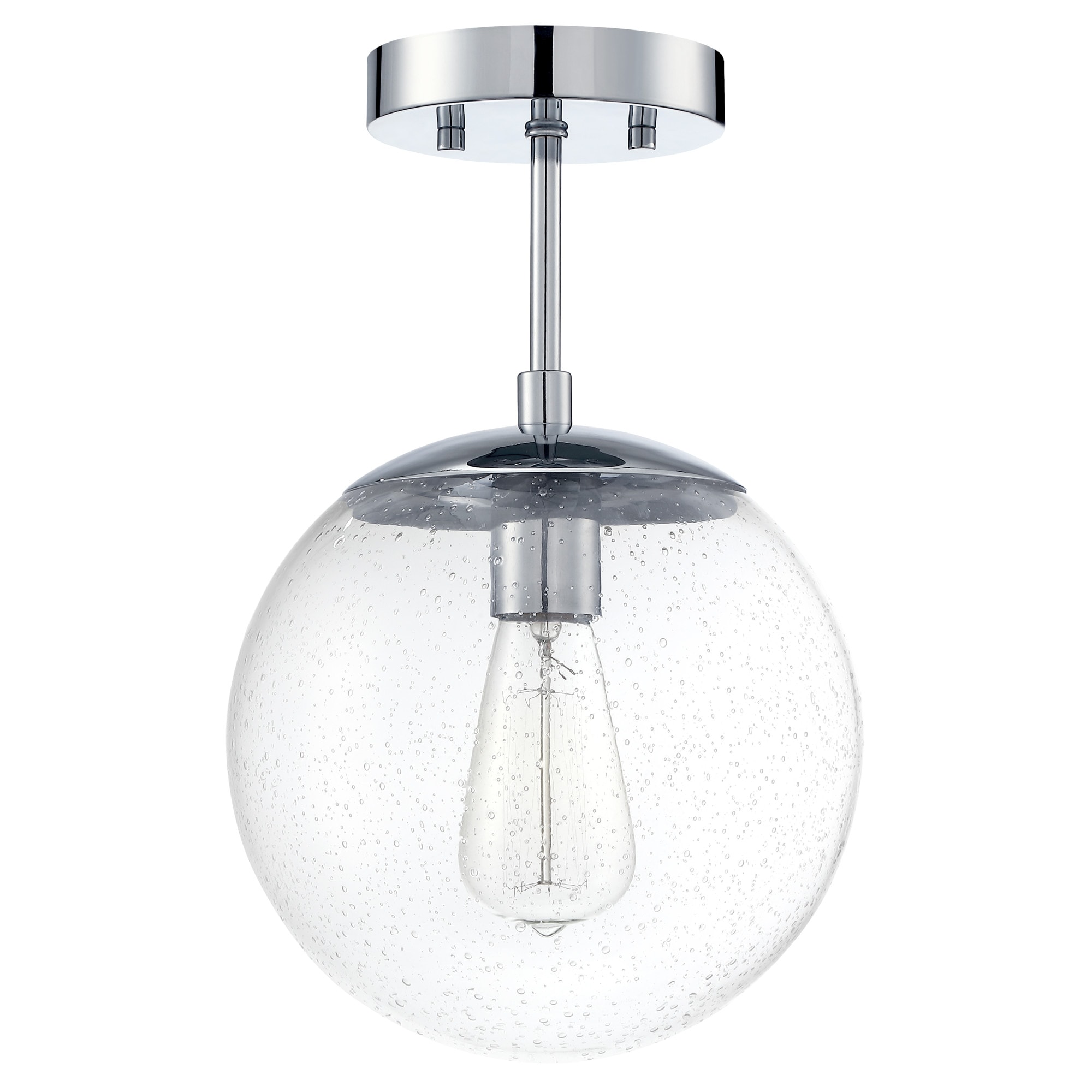 Matte Black and Chrome Glass Globe LED Ceiling Light