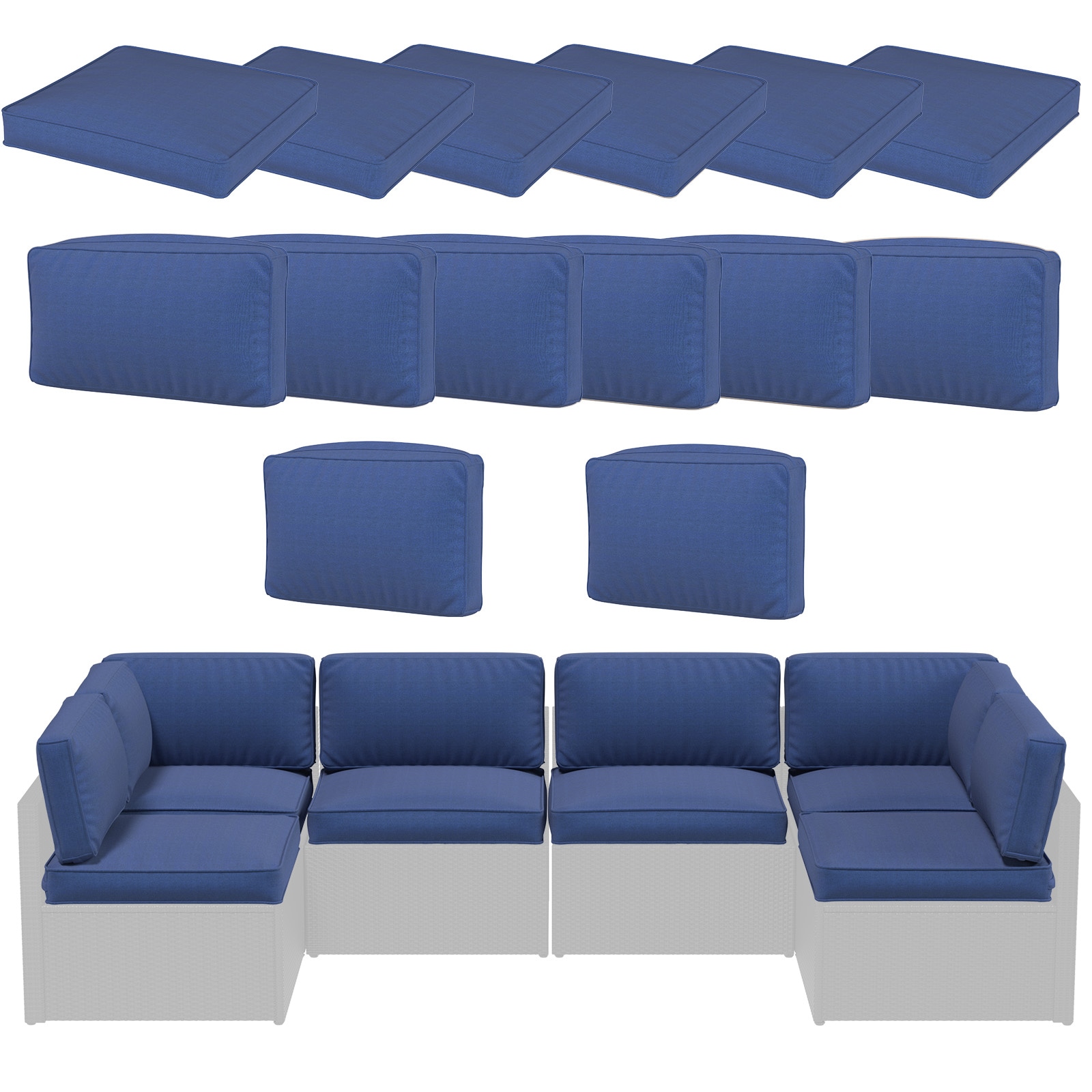 AECOJOY 16002DBU-ZD-LS02  14 PCS Outdoor Cushion Covers Replacement