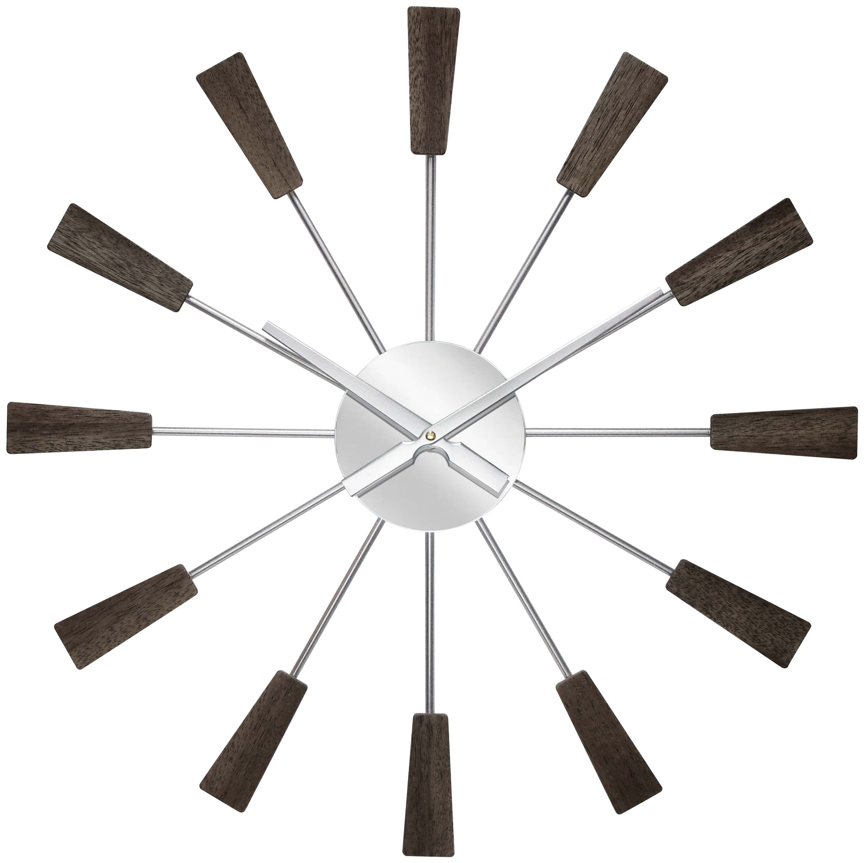 Infinity Instruments 23.5 in Silver and Brown Metal Sunburst Wall