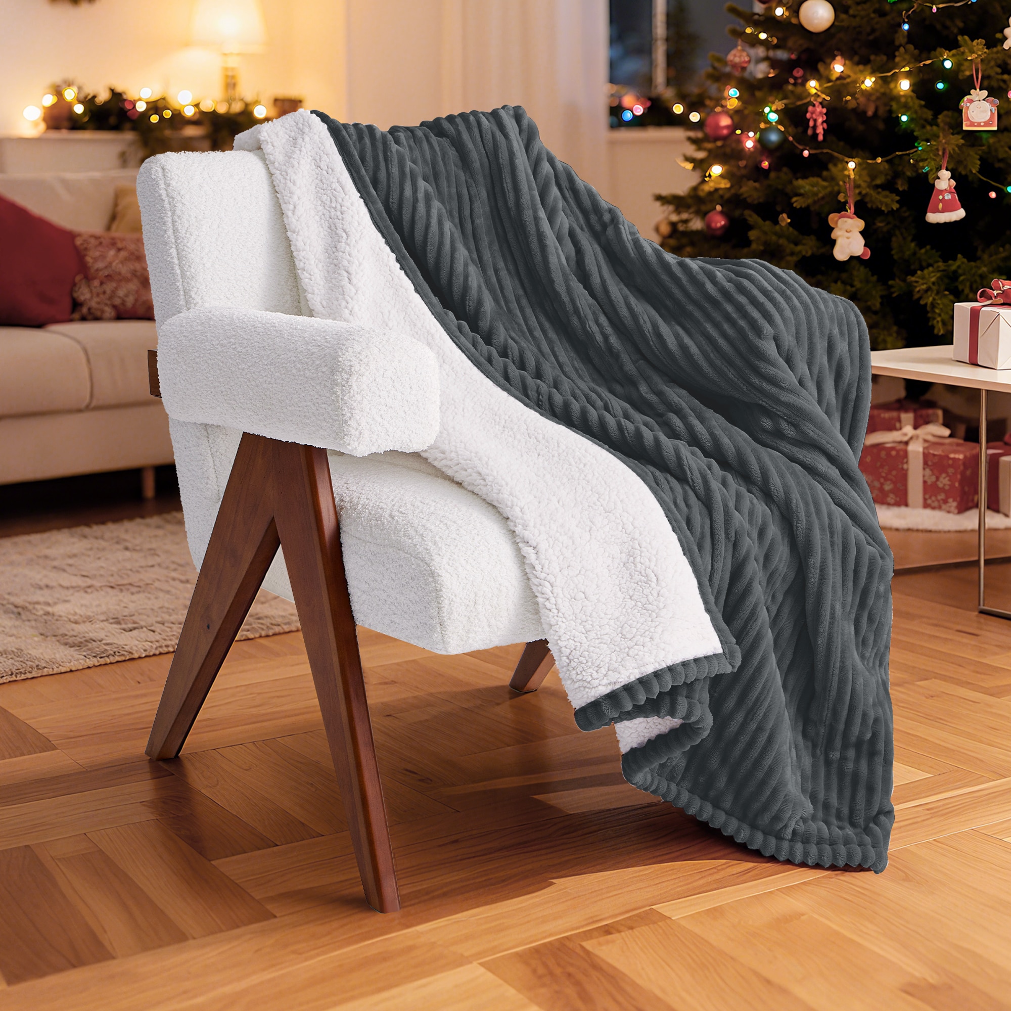 JEAREY Heated Blanket Dark Gray 50-in x 60-in Polyester Heated blanket