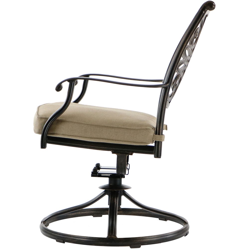 Elegant Traditions 3-Piece Bronze Bistro Set with Swivel Chairs and Glass-top Table