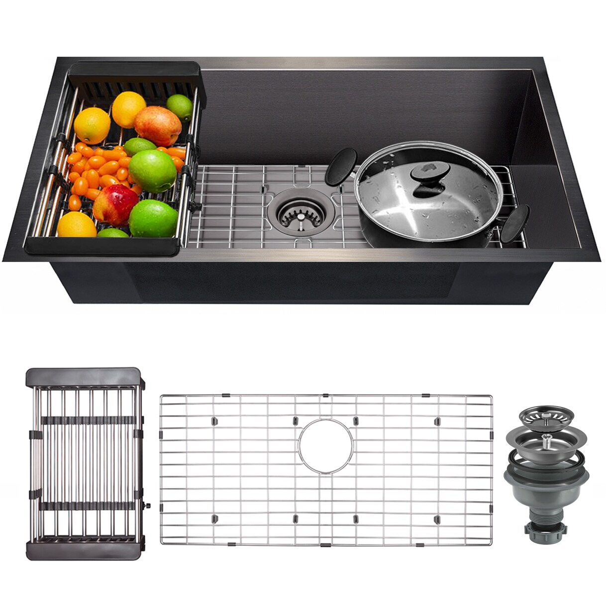 Matte Black Stainless Steel Single Bowl Undermount Kitchen Sink