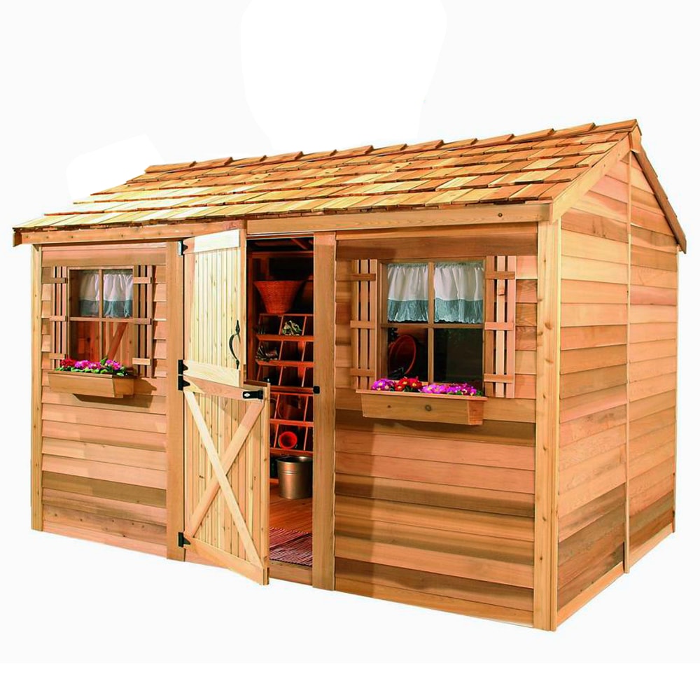 Cedarshed 10 Ft X 8 Ft Cabana Gable Cedar Wood Storage Shed In The Wood Storage Sheds Department 1879