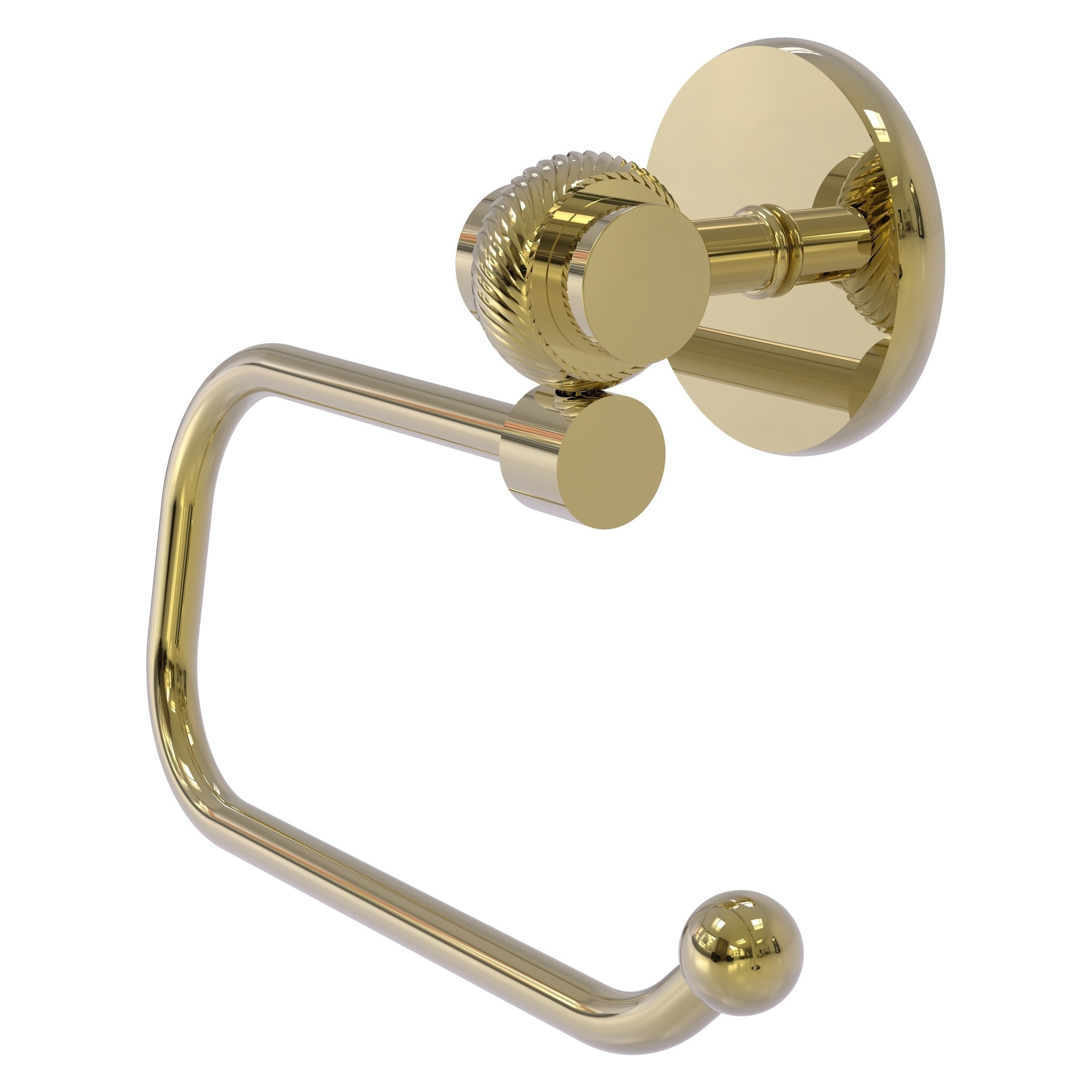 Allied Brass 7224ET-UNL Satellite Orbit Two Unlacquered Brass Wall mount Single post Toilet Paper Holder 1 -Rolls with Storage