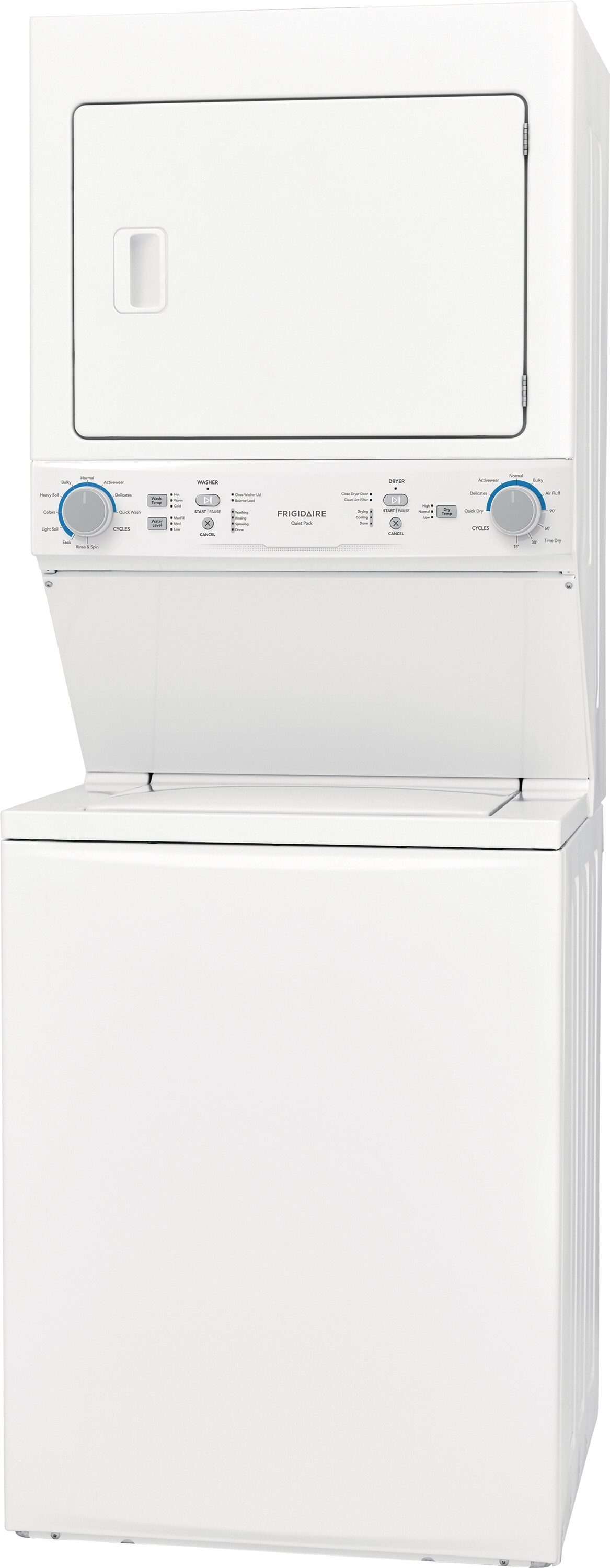 Frigidaire Quick Wash and Dry Cycle, Maxfill and Long Vent Electric Stacked Laundry Center with 3.9-cu ft Washer and 5.6-cu ft Dryer