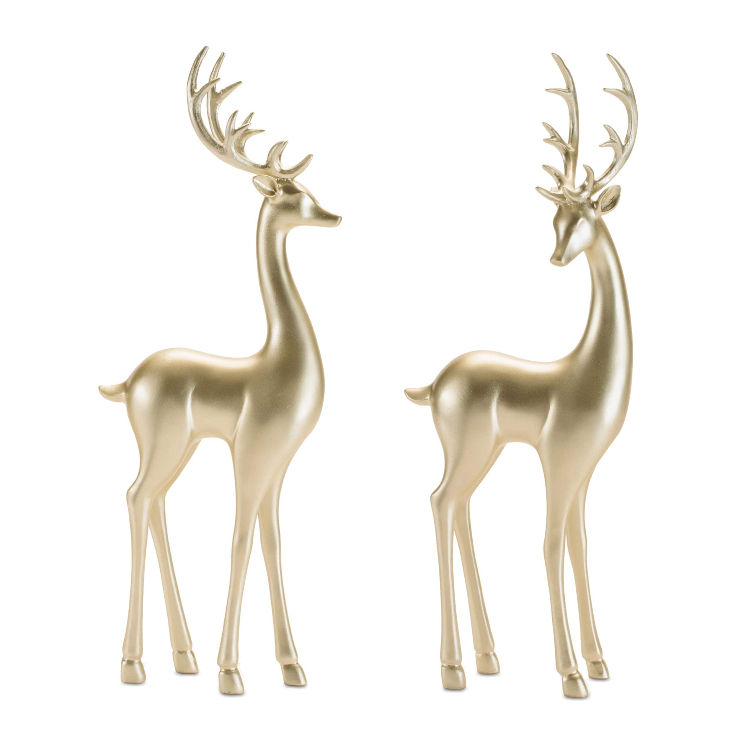Melrose International Modern Metallic Deer Figurine (Set of 4)