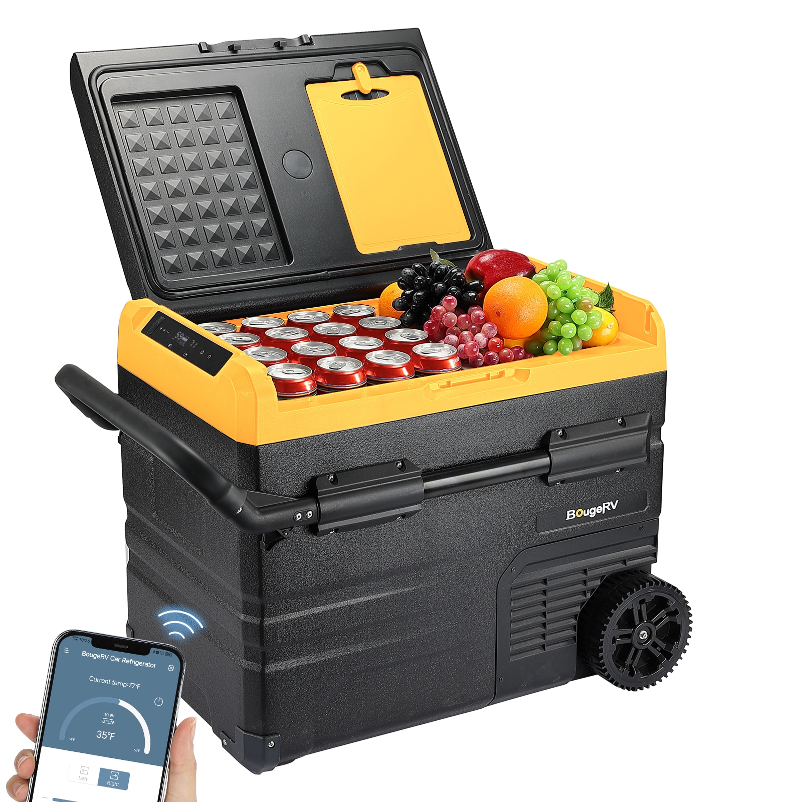 BougeRV Black/Yellow 48-Quart Wheeled Insulated Chest Cooler | LW04501