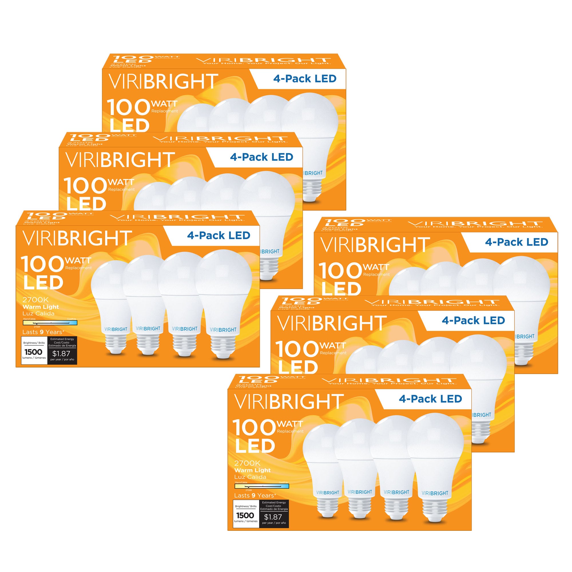 VIRIBRIGHT 651640-24 MaxLumen Series 100 -Watt EQ A19 Soft white Medium base (E-26) LED General purpose Light Bulb 24 -Pack
