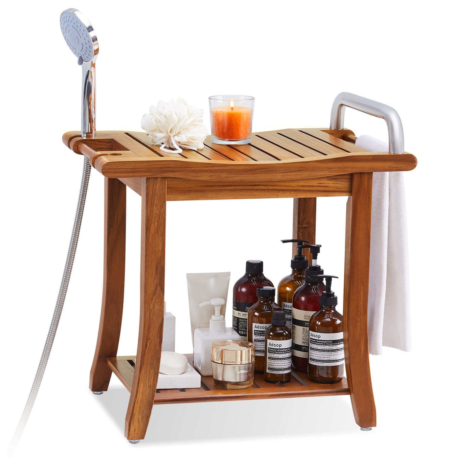 Utopia Alley SF08TK Natural Teak Teak Freestanding Shower bench