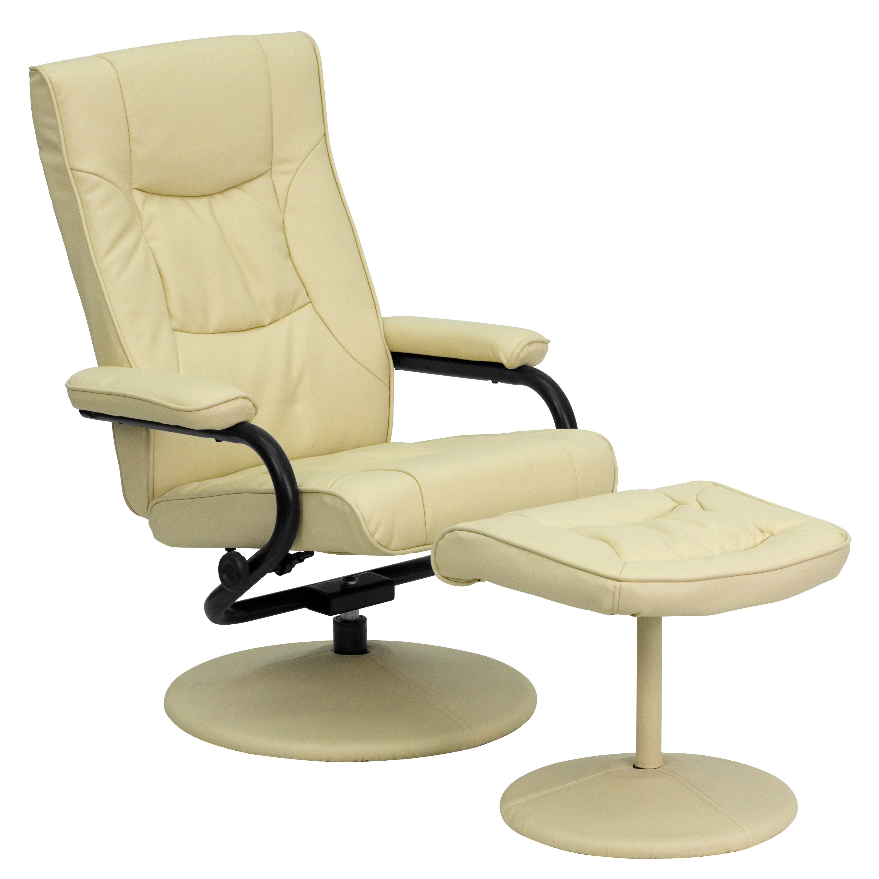 Flash Furniture 847254015738 Cream Faux leather Upholstered Swivel Recliner with Ottoman Set