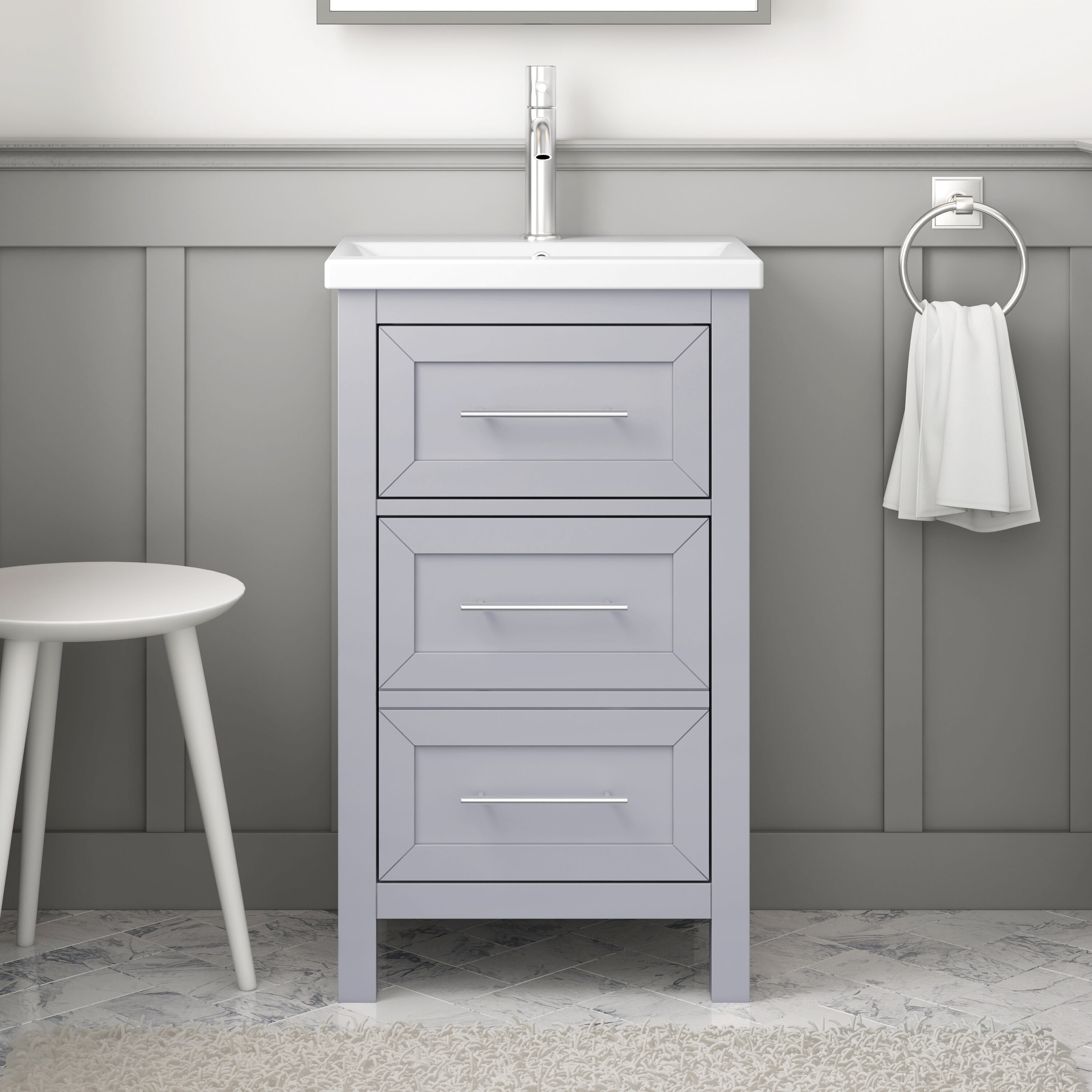 TJAmerican TJ02-22V2016GR Glyssia 20-in Grey Single Sink Bathroom Vanity with White Ceramic Top