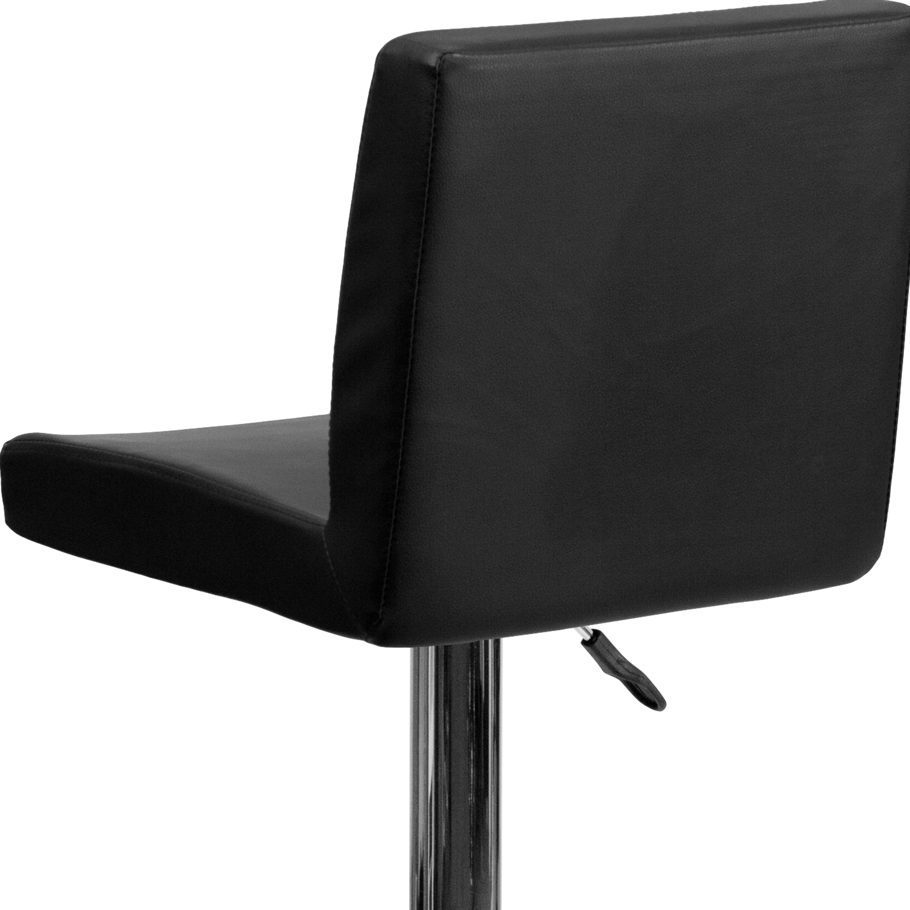 Sleek Black Vinyl and Chrome Adjustable Swivel Barstool