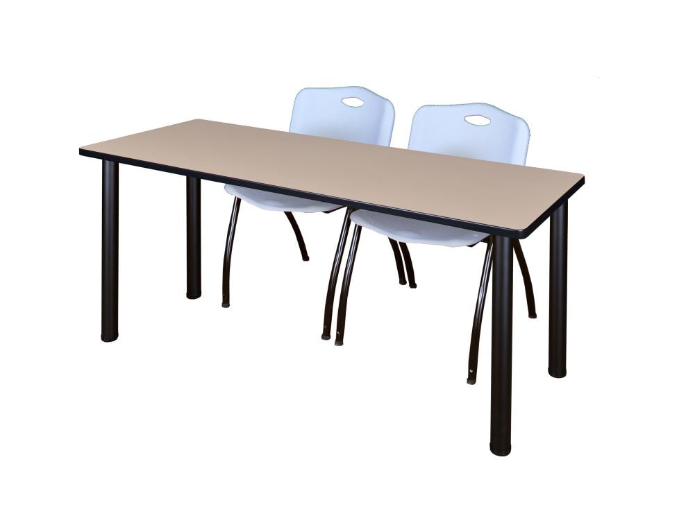 Regency MT7224BEBPBK47GY Training Off-white 4-Person Training Table (72-in W x 29-in H)