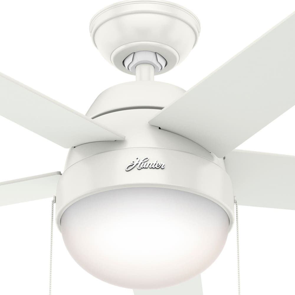 46" Fresh White and Natural Wood Ceiling Fan with LED Light