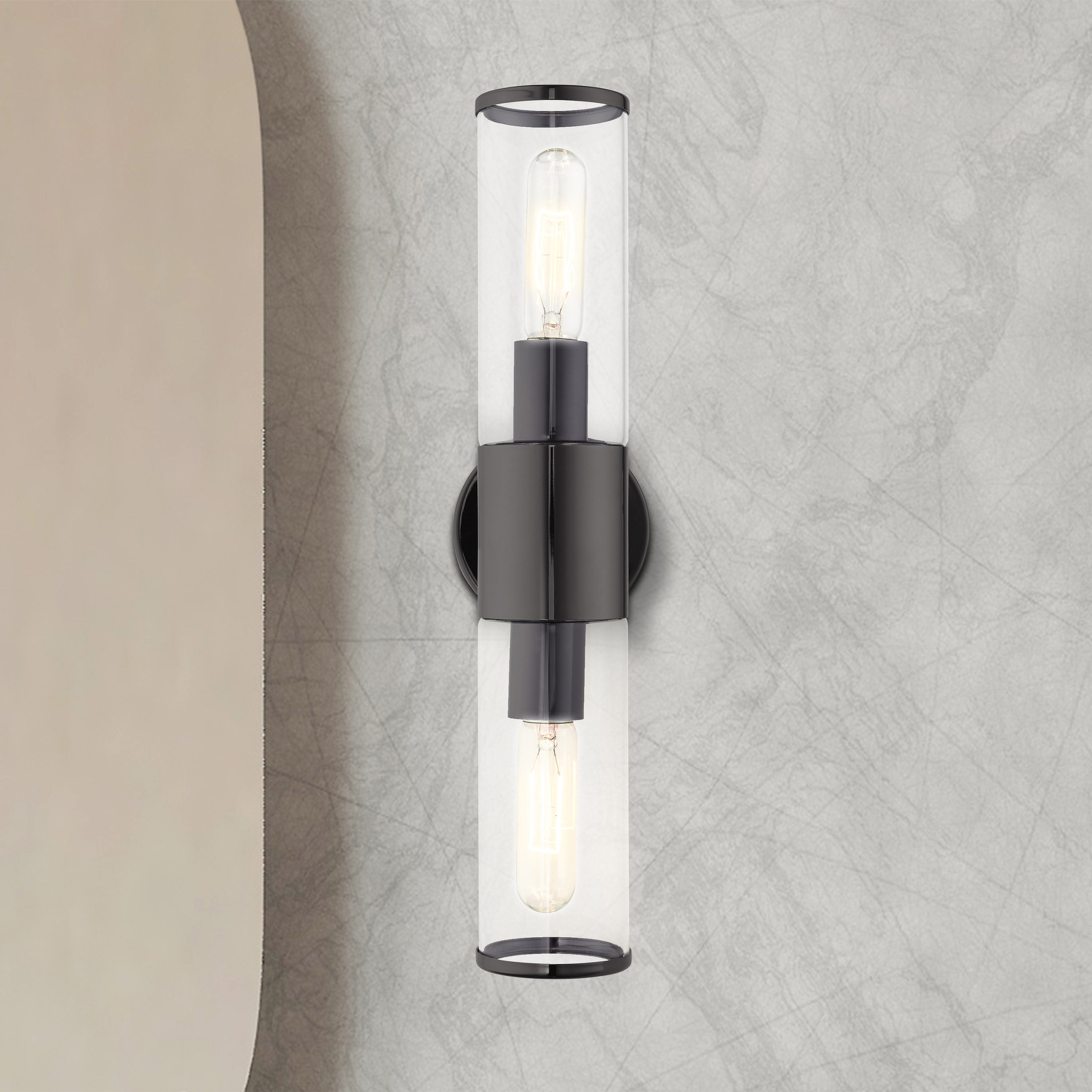 Bancroft Black Chrome 2-Light ADA Vanity with Clear Glass