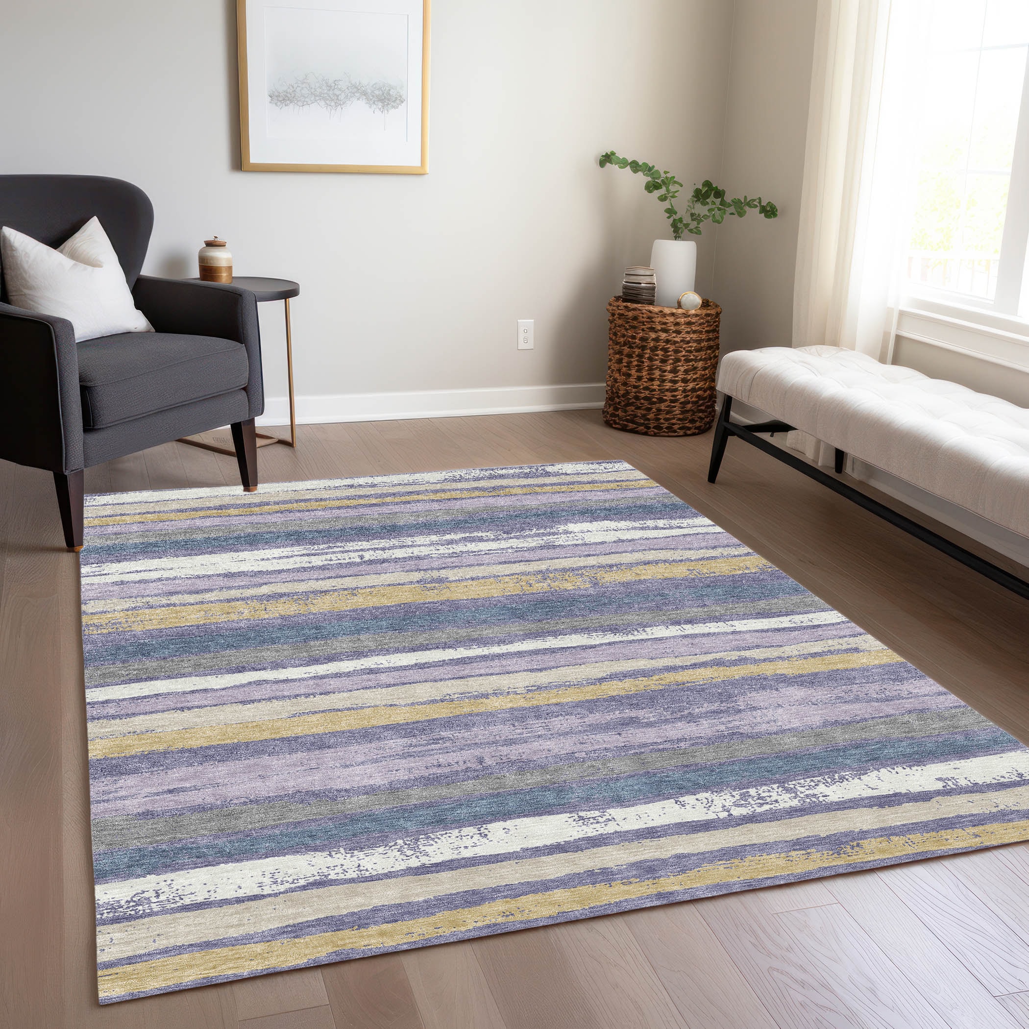 Addison Rugs ACN1019PP3X5 Chantille ACN1019PP 3 x 5 (ft) Polyester Purple Rectangular Indoor/Outdoor Geometric Machine washable Area rug