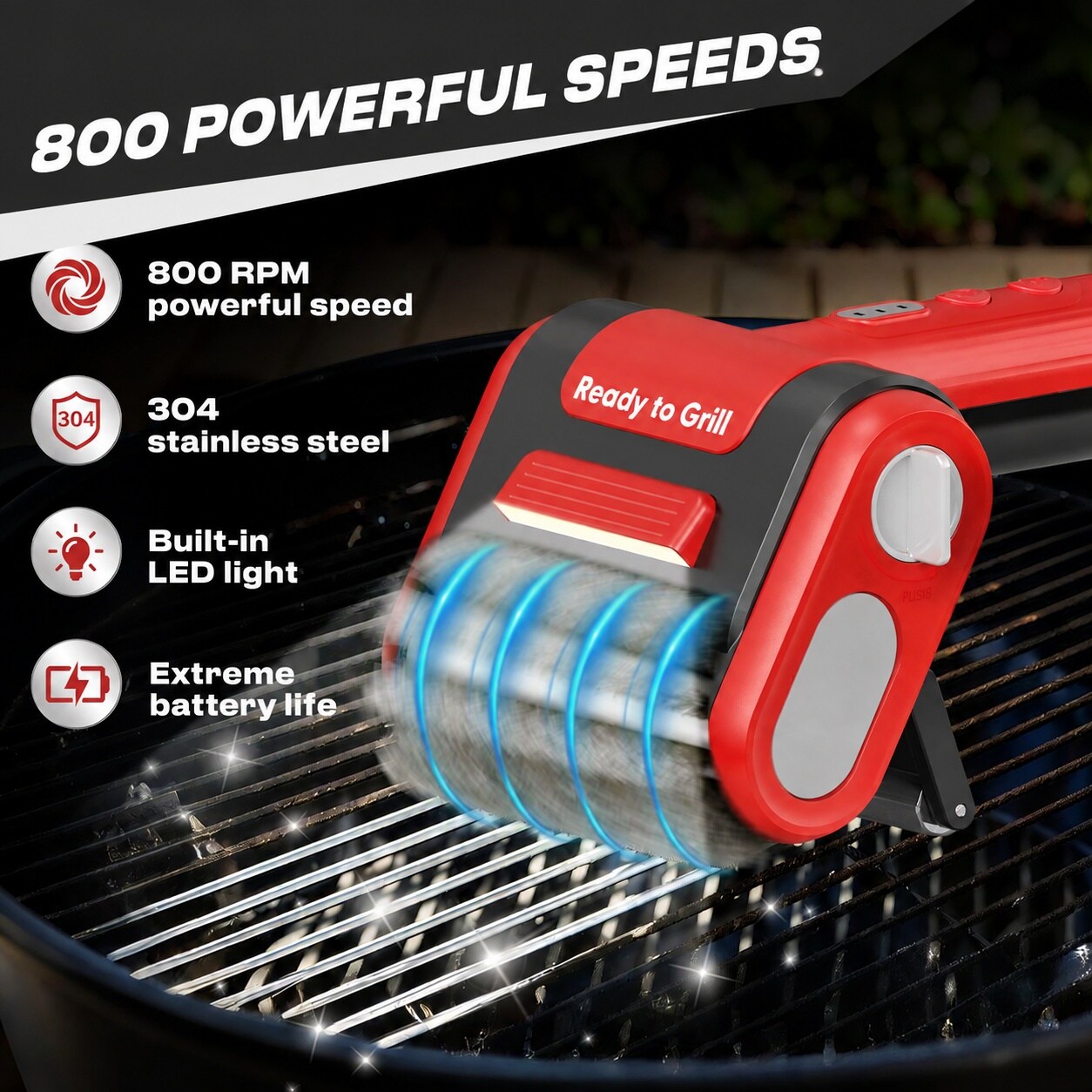 JVFCXXV Electric Grill Brush Cordless Grill Cleaner Tool with LED Light ...