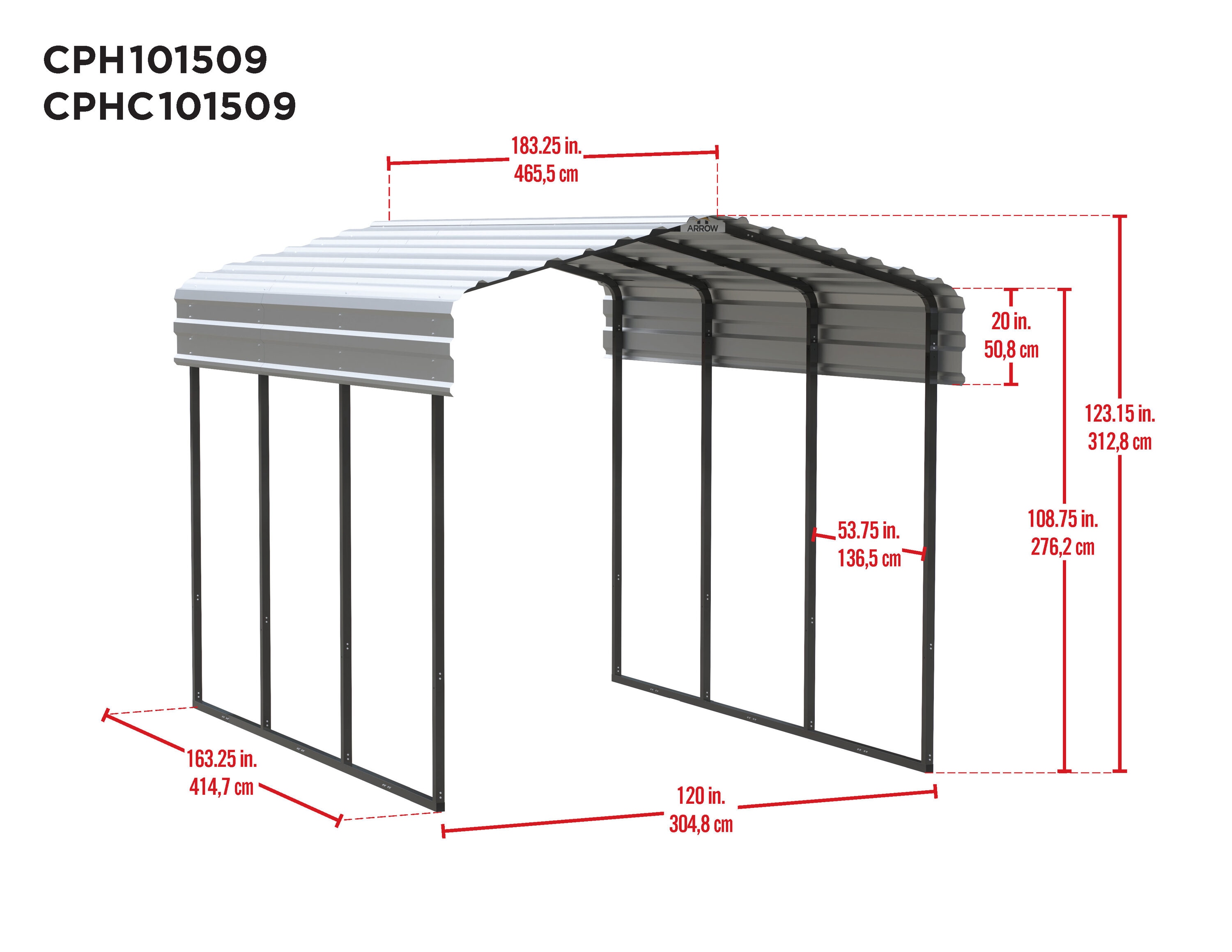 Arrow CPHC101509 Carport-Covers - View #3