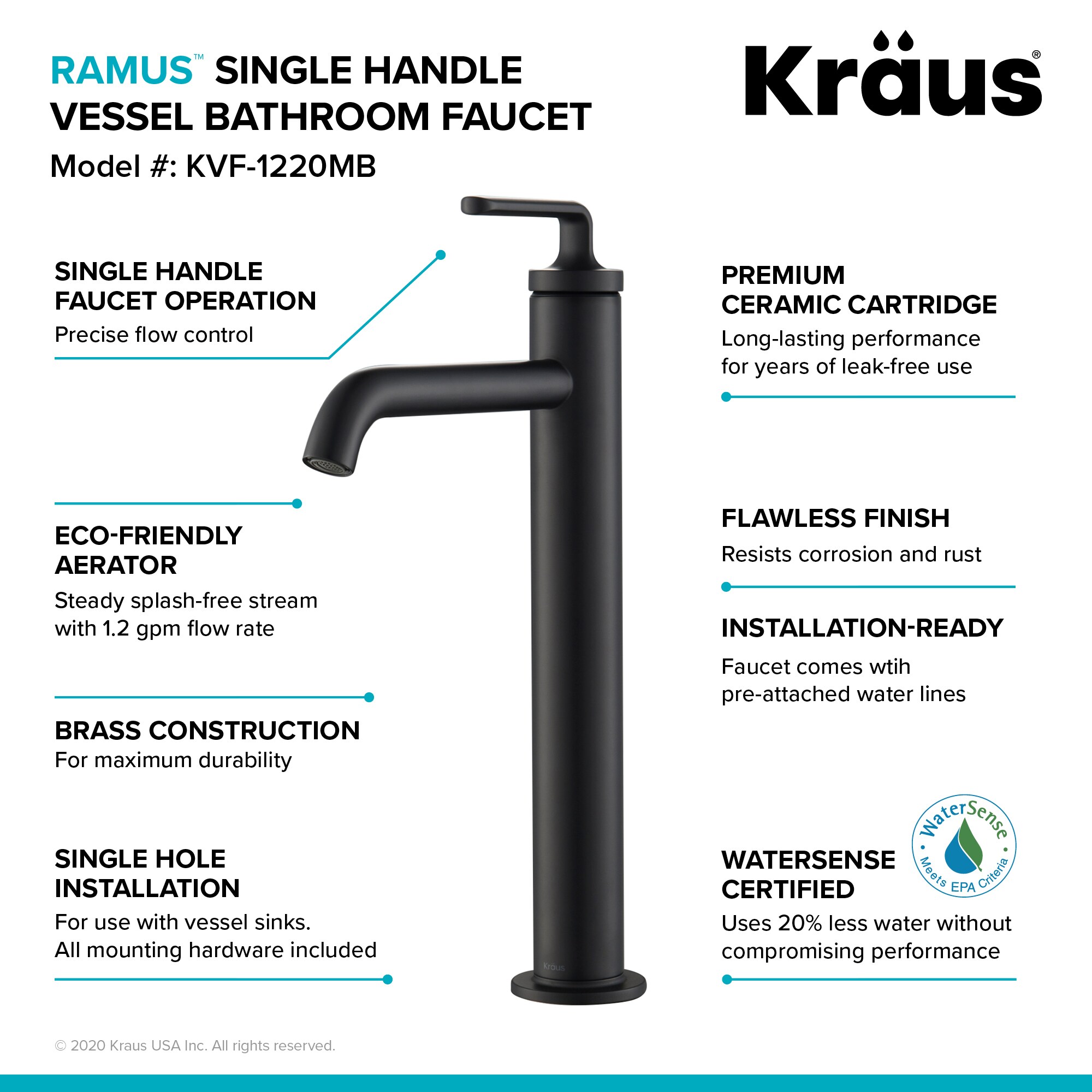 Ramus Modern Chrome Single Handle Vessel Sink Faucet with Pop-Up Drain