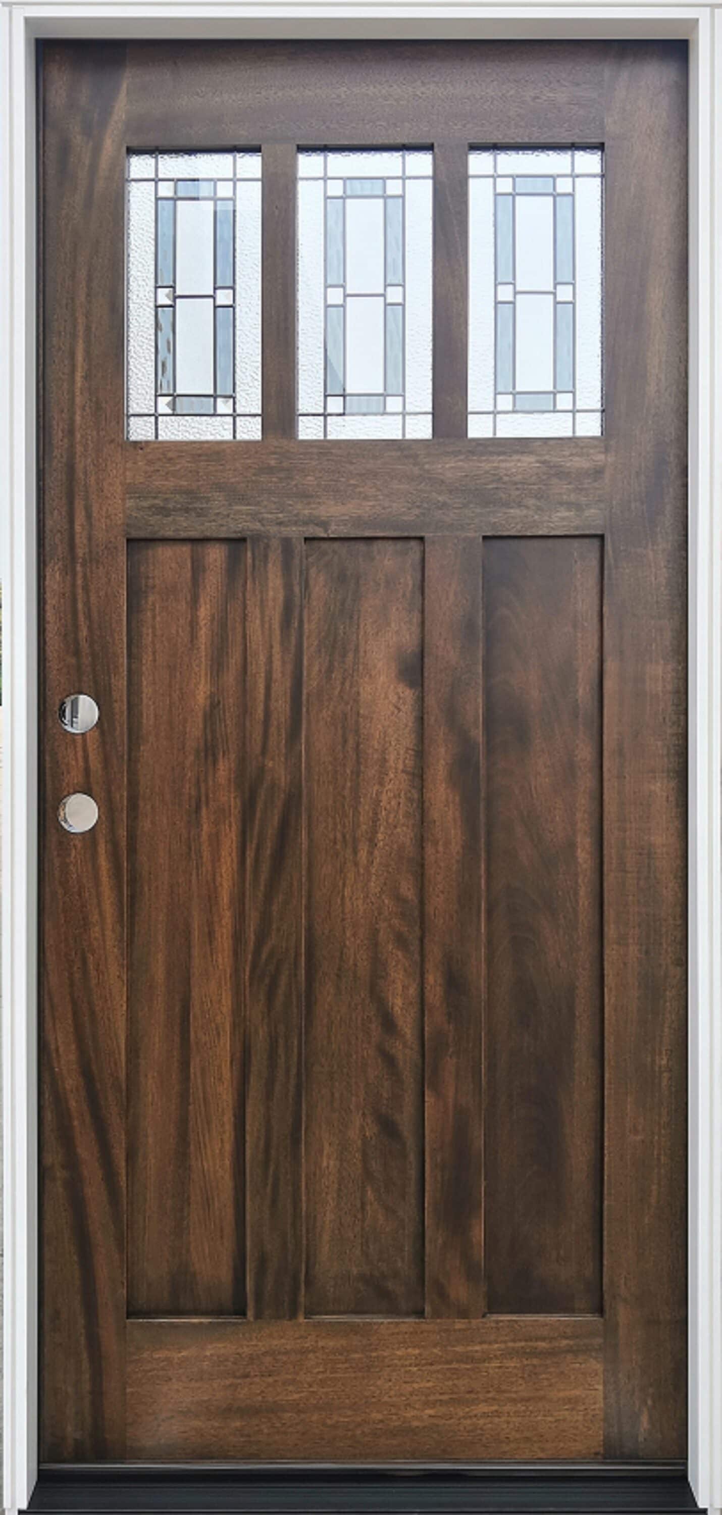 Creative Entryways Craftsman 36-in x 80-in x 6-9/16-in Wood Craftsman Right-hand inswing Espresso Stained Prehung Front Door Solid hardwood core