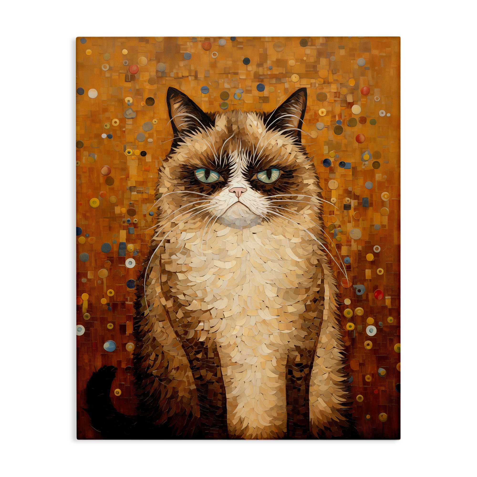 Stupell Industries BT-867-CN-24X30 Grumpy Klimt Cat Canvas design by Arlington Prints
