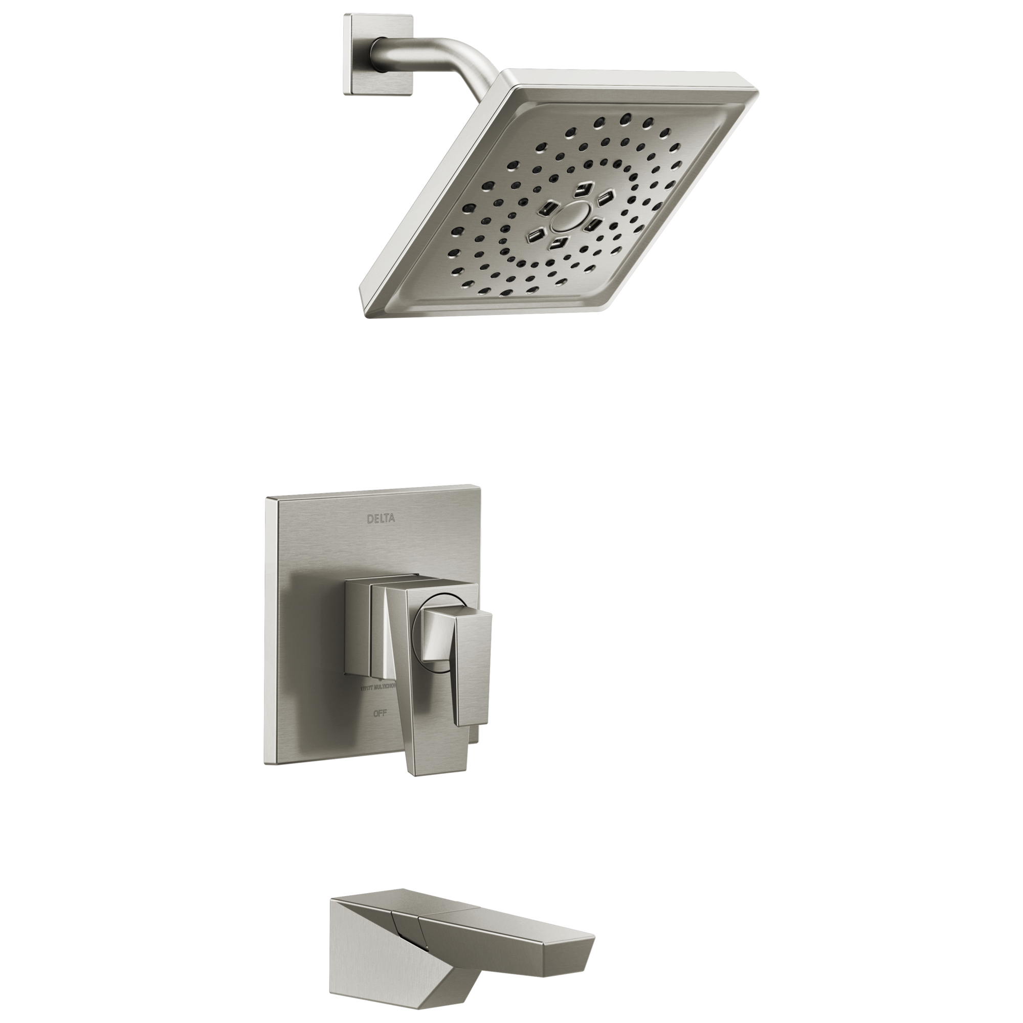 Delta T17443-SS-PR Trillian Lumicoat Stainless 2-handle Multi-function 7.625-Inches Square Bathtub and shower Faucet