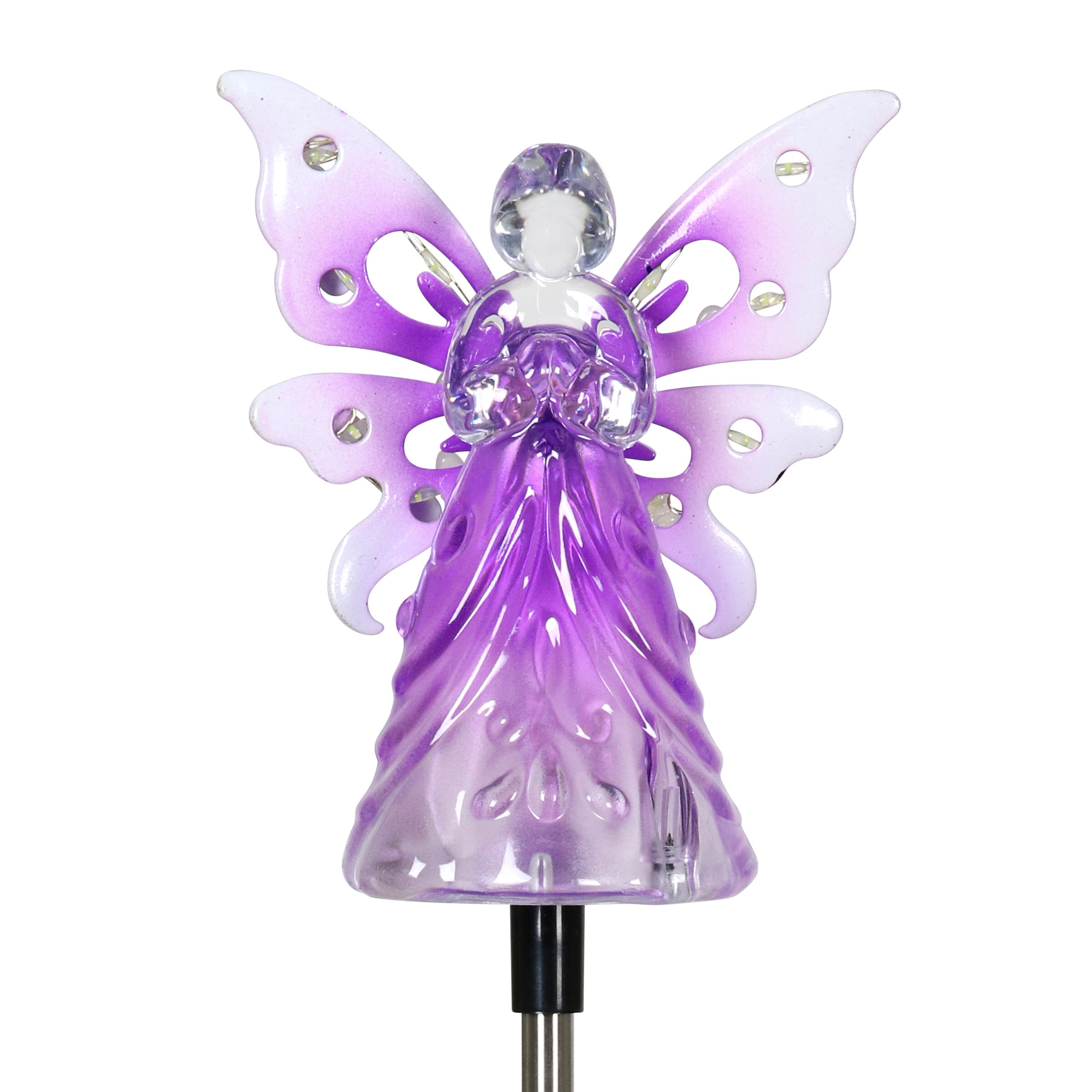 Purple Acrylic Angel with LED Lights Garden Stake