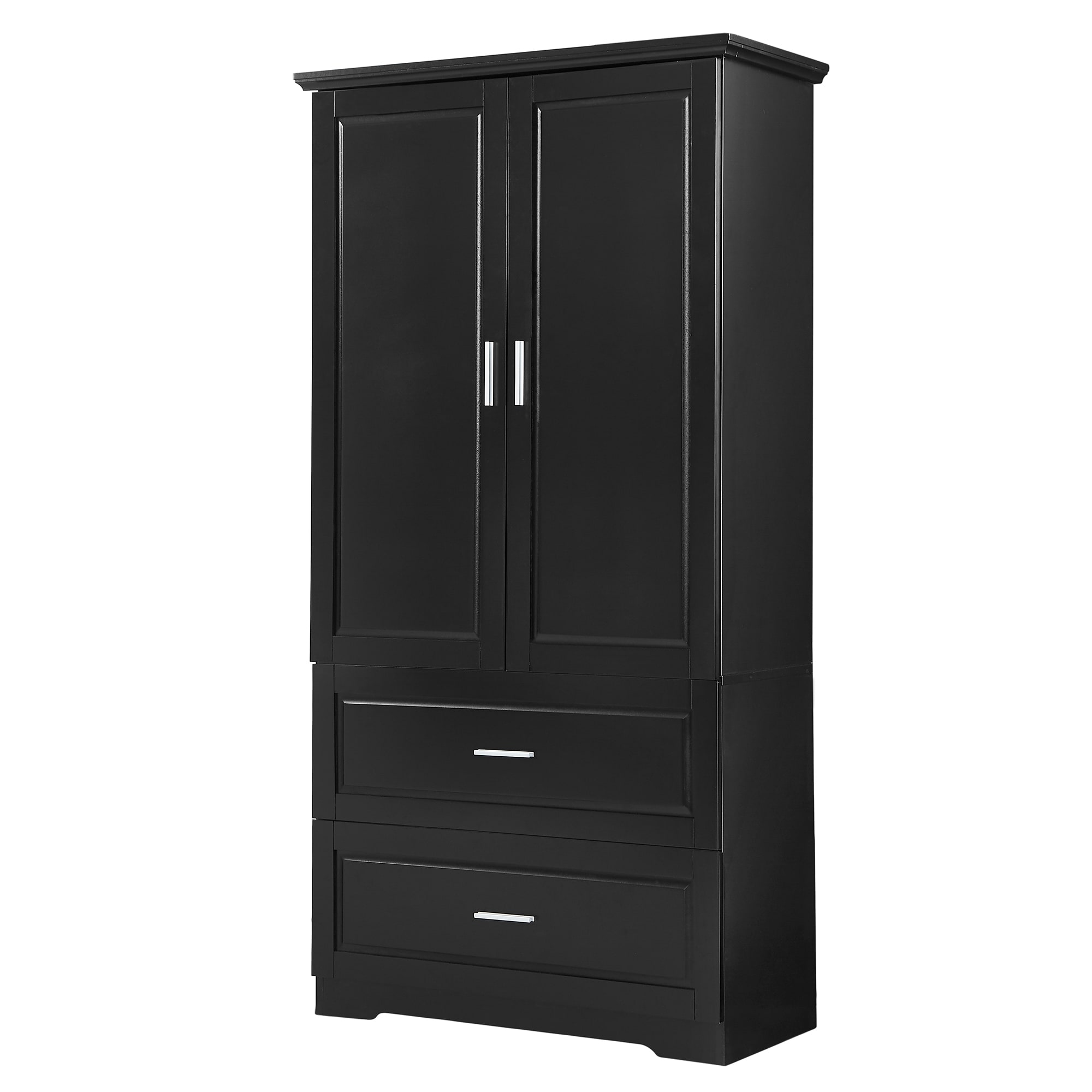 Siavonce XH60023 32-in W x 63.2-in H MDF Black Freestanding Utility Storage Cabinet