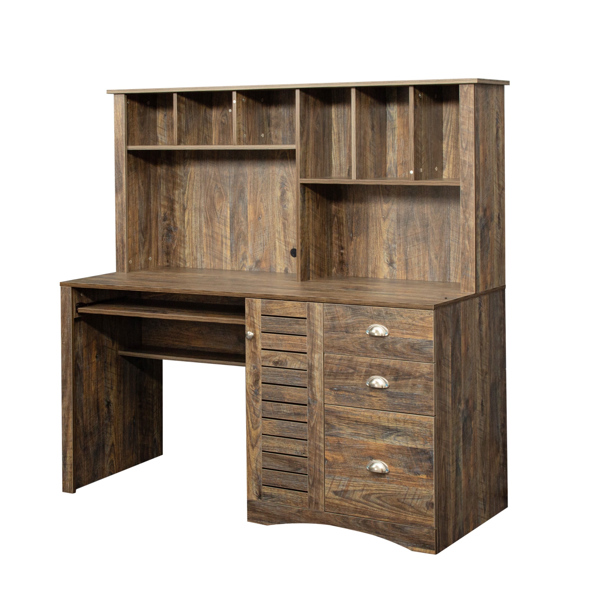 GZMR GR-W331S040 Computer Desk 57.56-in Brown Modern/Contemporary Computer desk Hutch Included