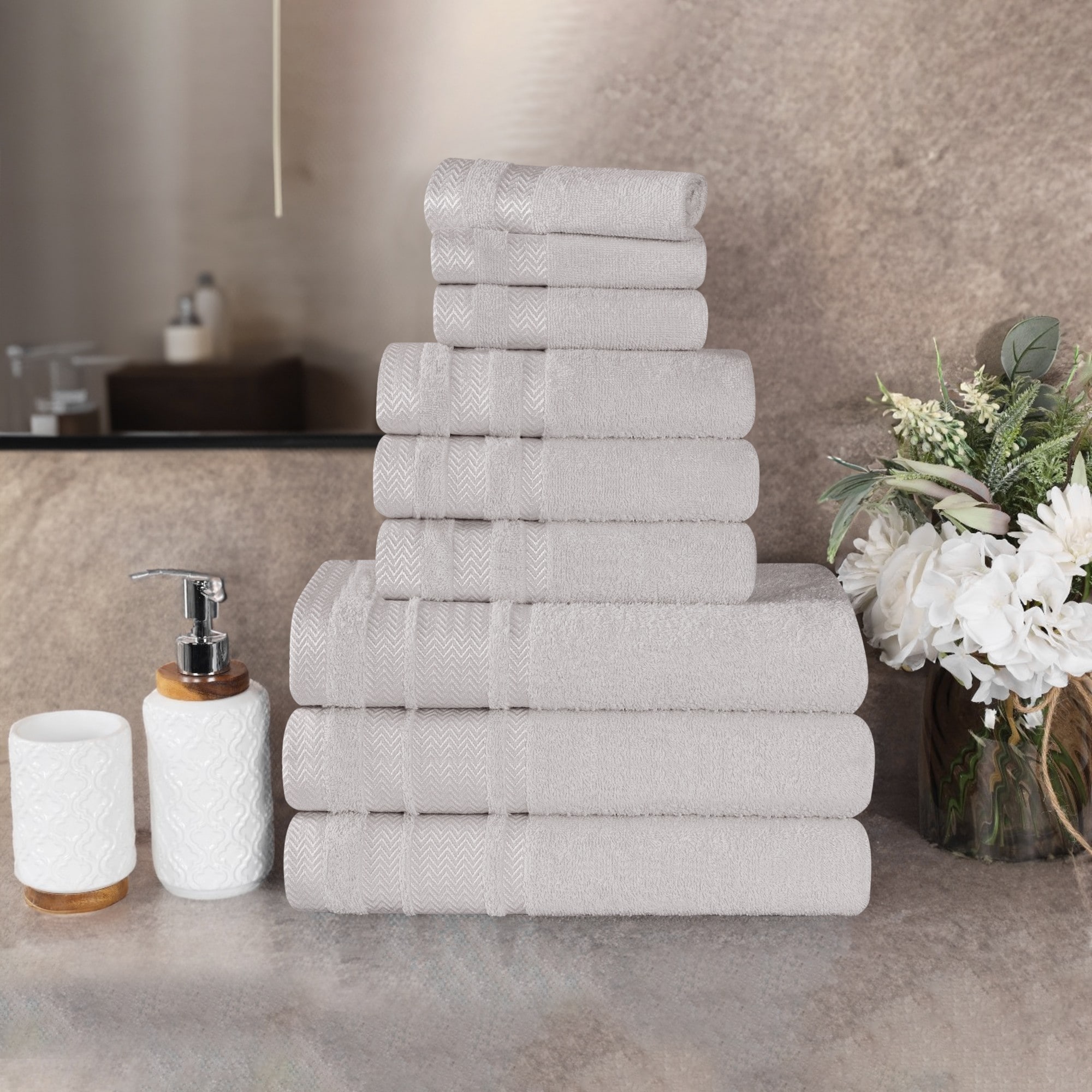 Superior Hays Cotton Medium Weight 9 Piece Bathroom Towel Set