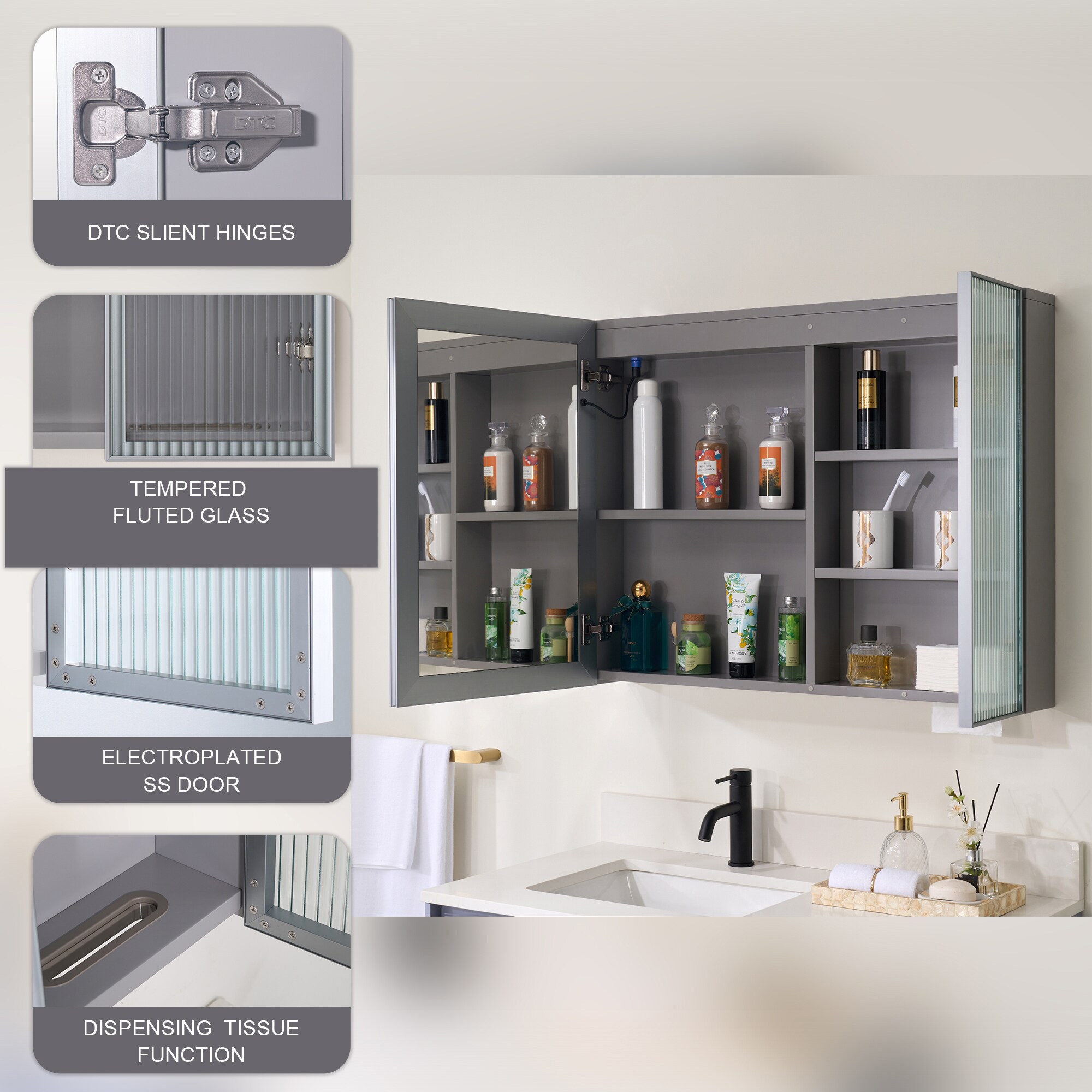 Forclover ALF-FL36GY Bathroom-Medicine-Cabinets - View #7