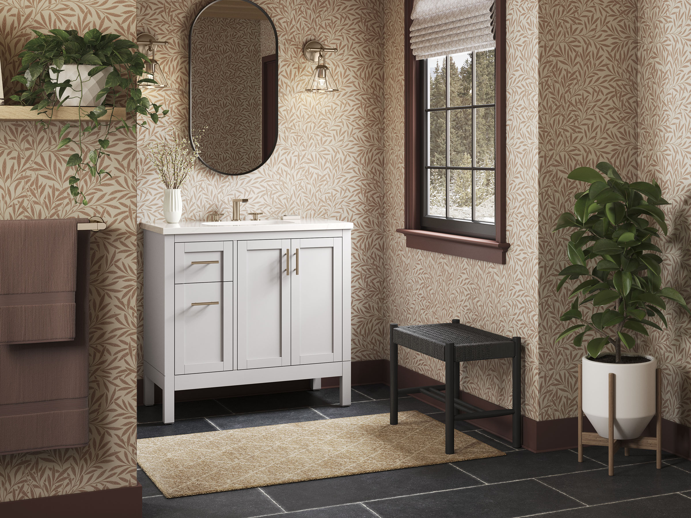 37" Atmos Grey Single Bathroom Vanity Set with Quartz Top