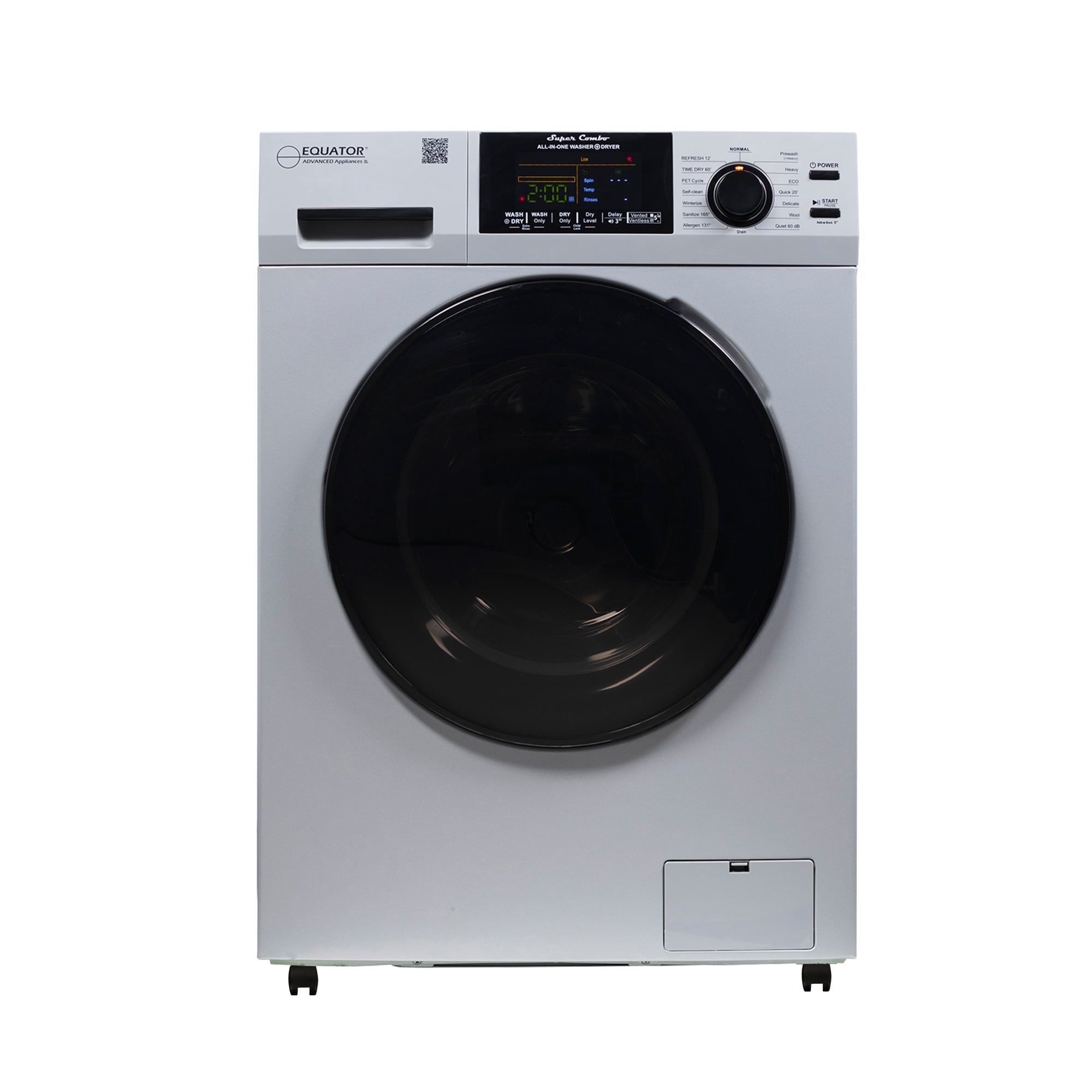 Equator Advanced Appliances 4600 S + PBK 1070 1.62-cu ft Capacity Silver Vented All-In-One Washer Dryer Combo