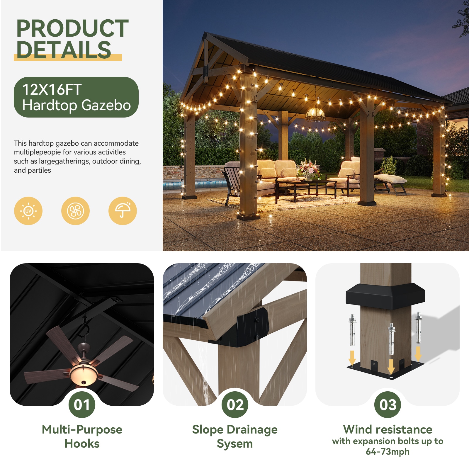 AOXUN G30006 Wood-Resin-Gazebos - View #3