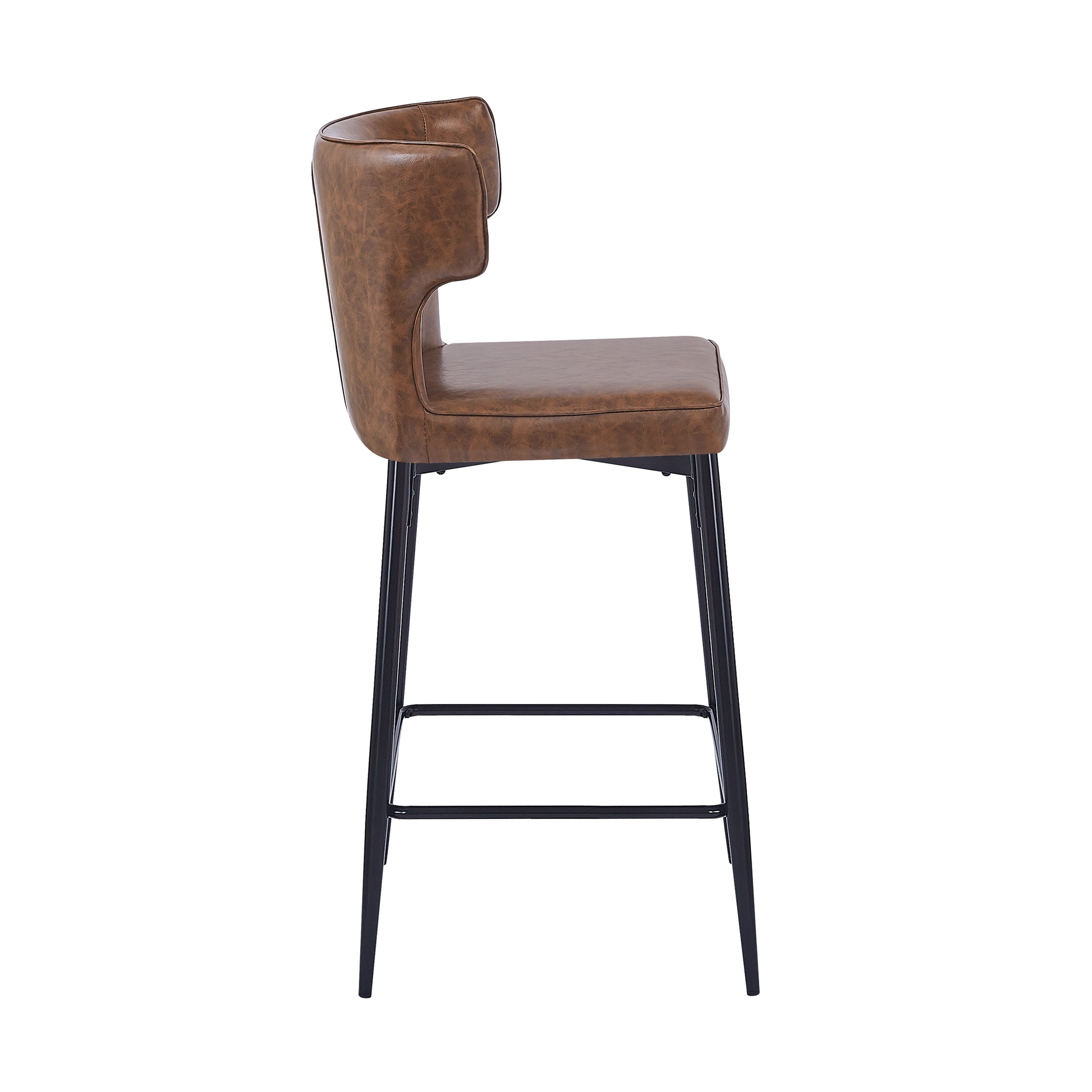 Norsans 28" Brown Faux Leather Iron Frame Counter Stool with Footrest