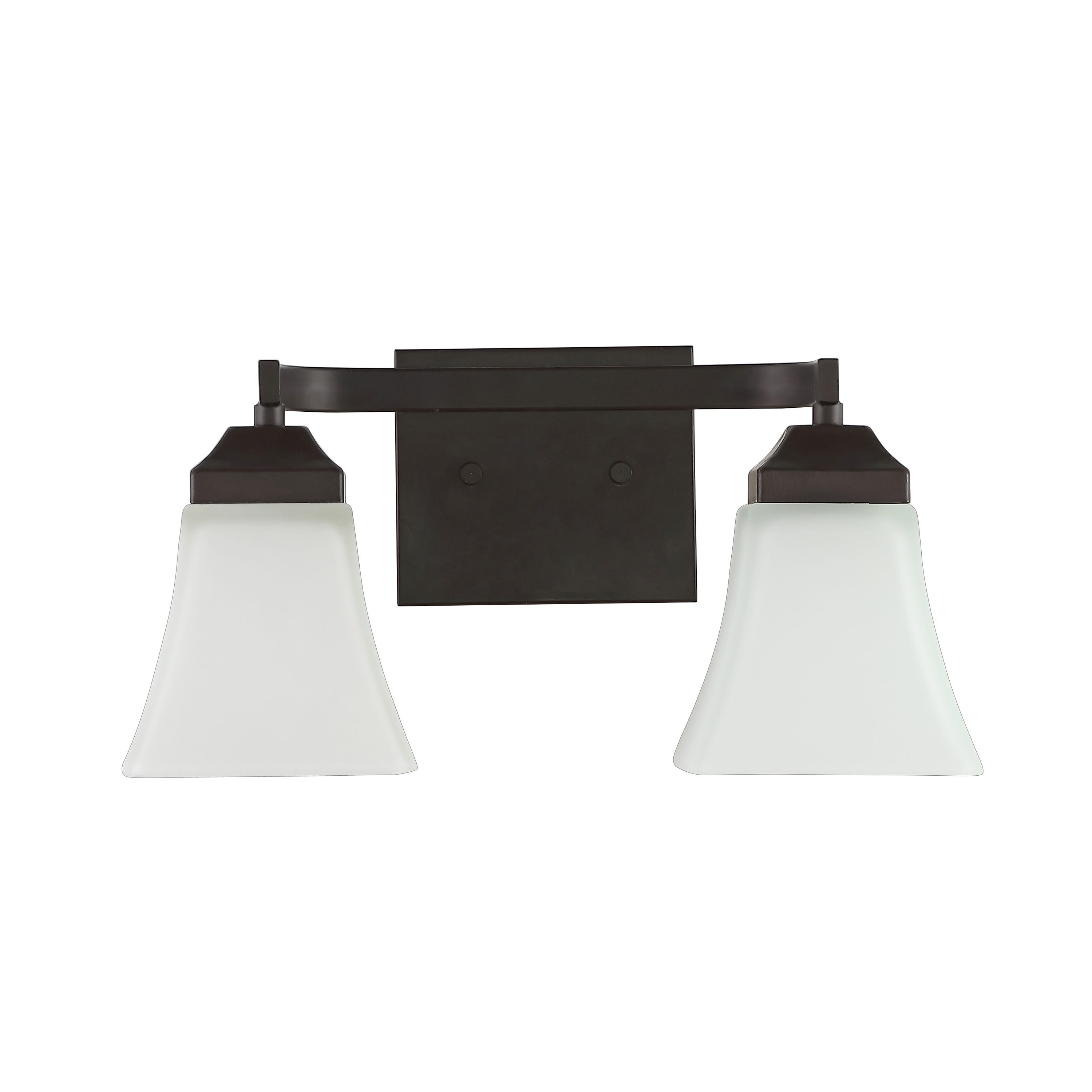 15" Black Iron and Frosted Glass Bathroom Vanity Light