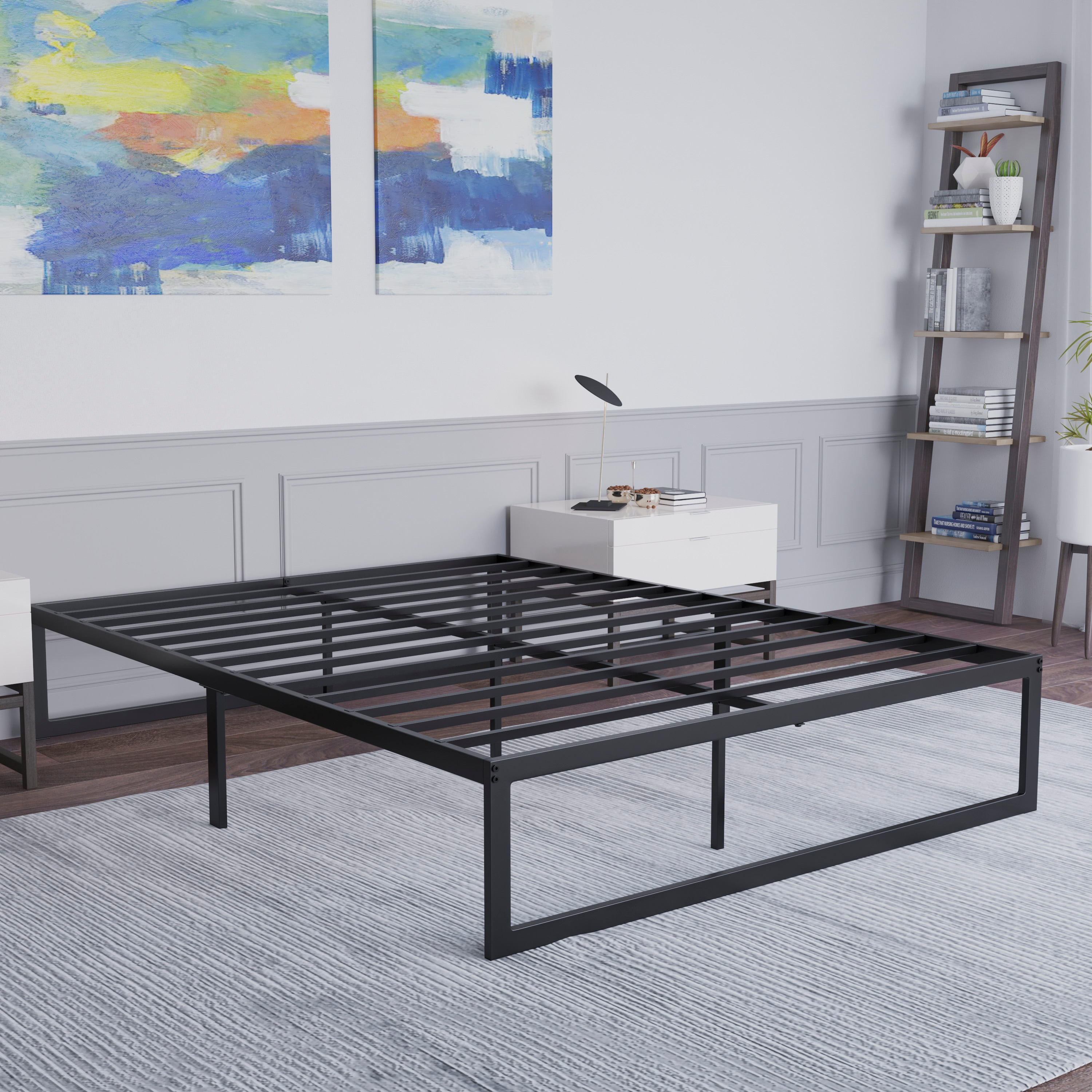 Flash Furniture 840196327730 Bentley Black Full Metal Platform Bed