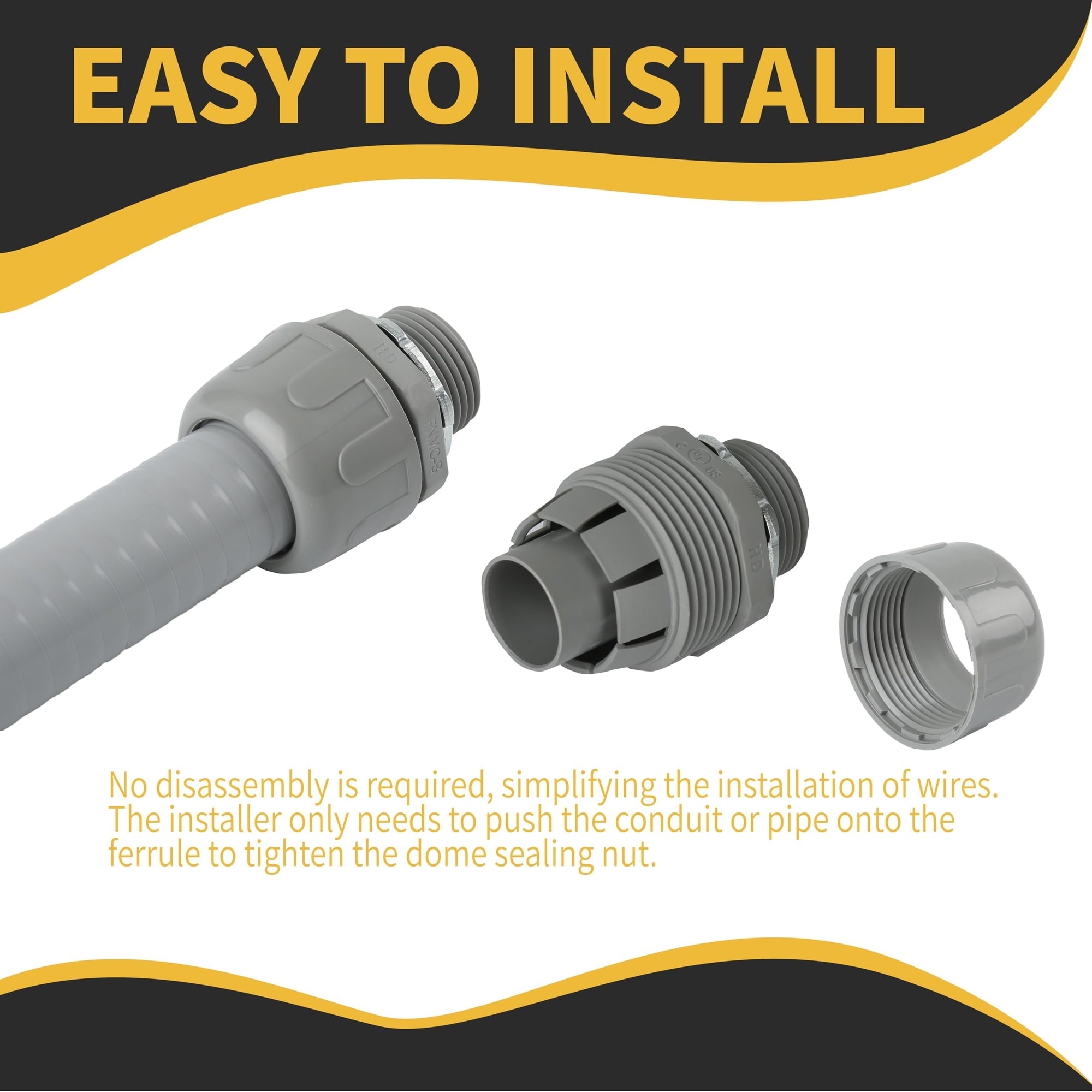 Anqtovp Liquid Tight Conduit Connector 34 Inch Non Metallic Straight ...