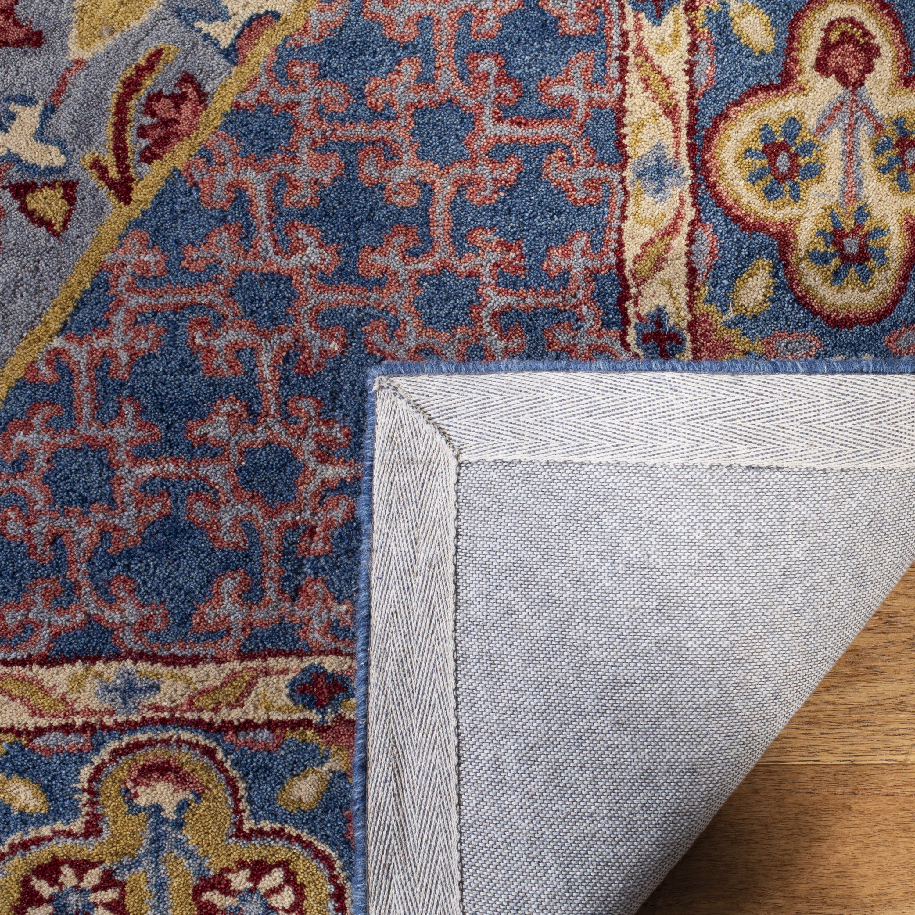 Handmade Blue Wool Tufted Reversible 5' x 8' Rug