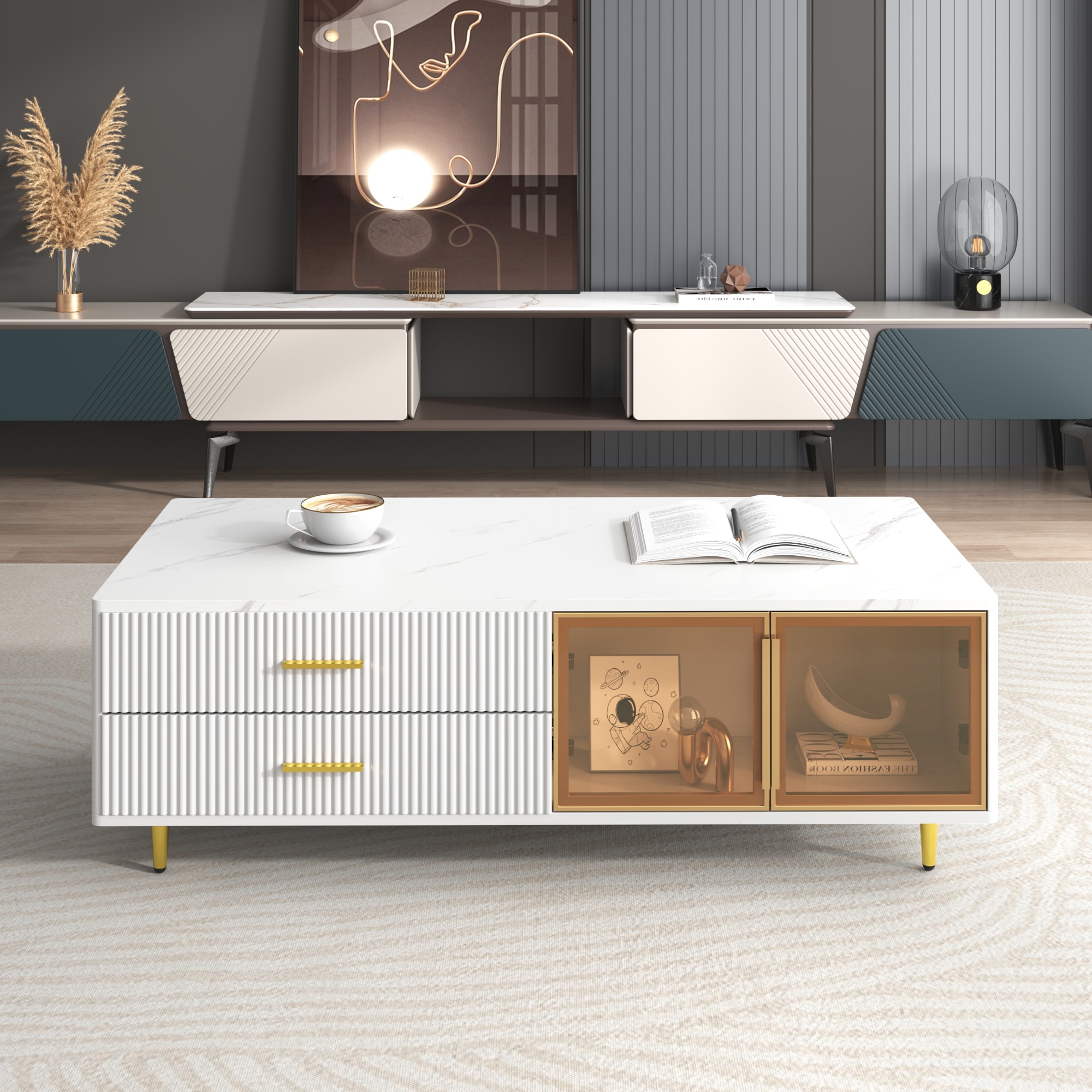 ZAKLOOP WU2235P165930 MDF MDF Modern Coffee Table with Storage
