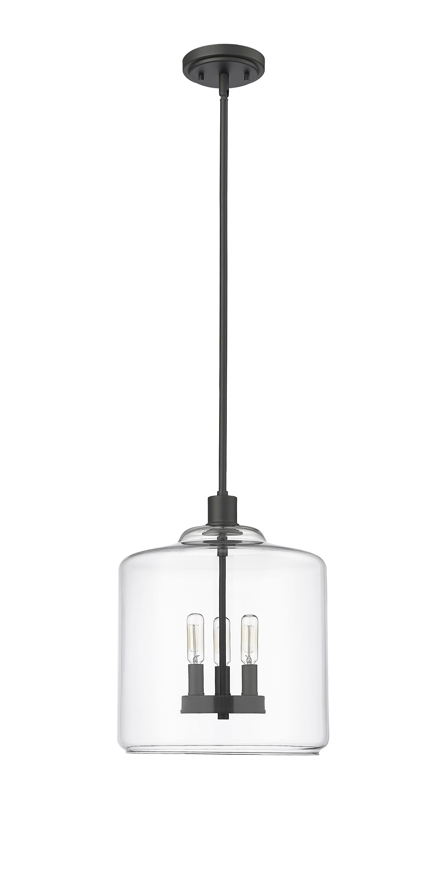 Millennium Lighting 46933-MB Asheville 3 -Light Matte Black Modern/contemporary Clear glass Jar Medium Hanging Pendant light