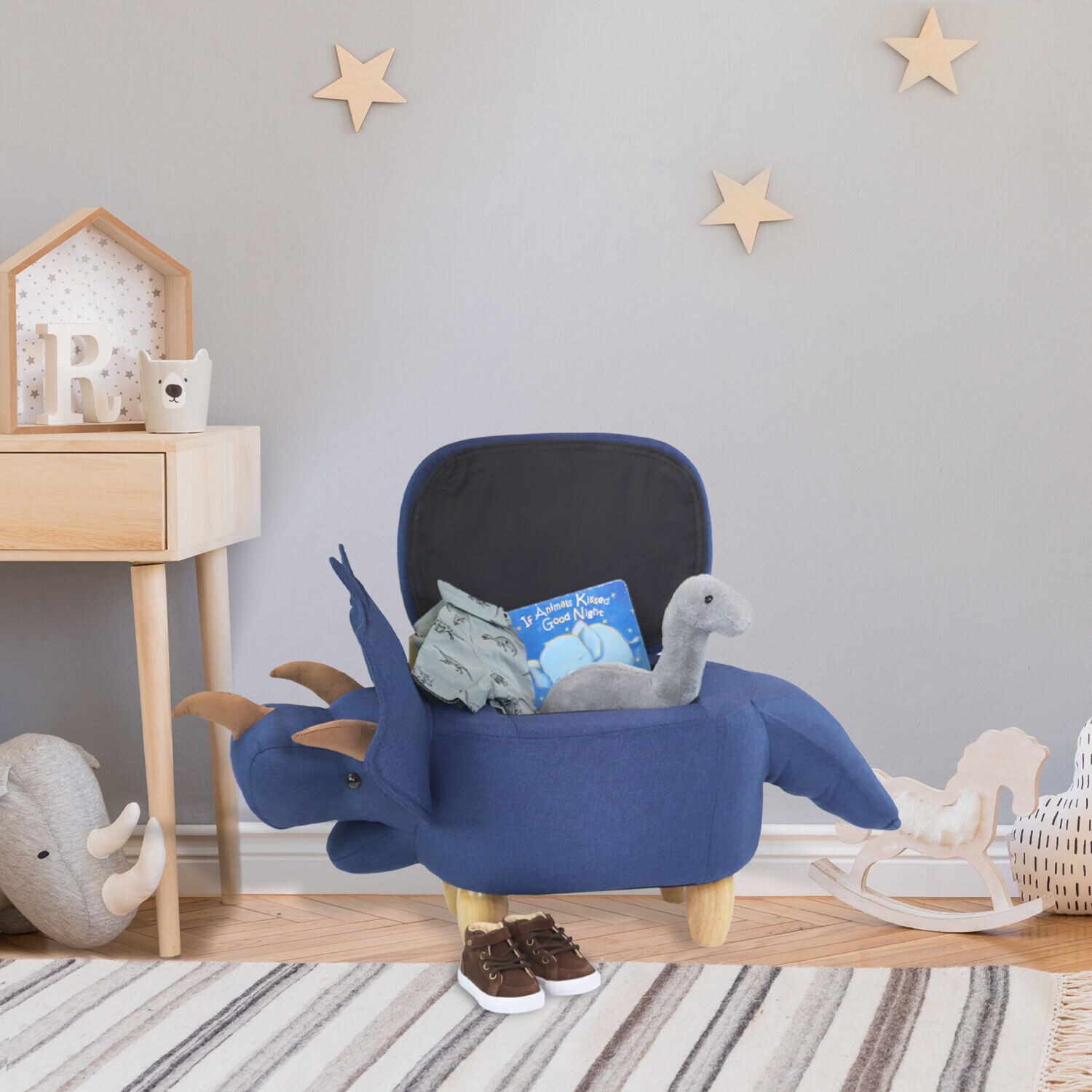 Critter Sitters Denim Blue Animal-Shaped Kids Accent Chair with Storage -  Fun and Stylish Furniture for Nursery or Playroom in the Kids Chairs  department at