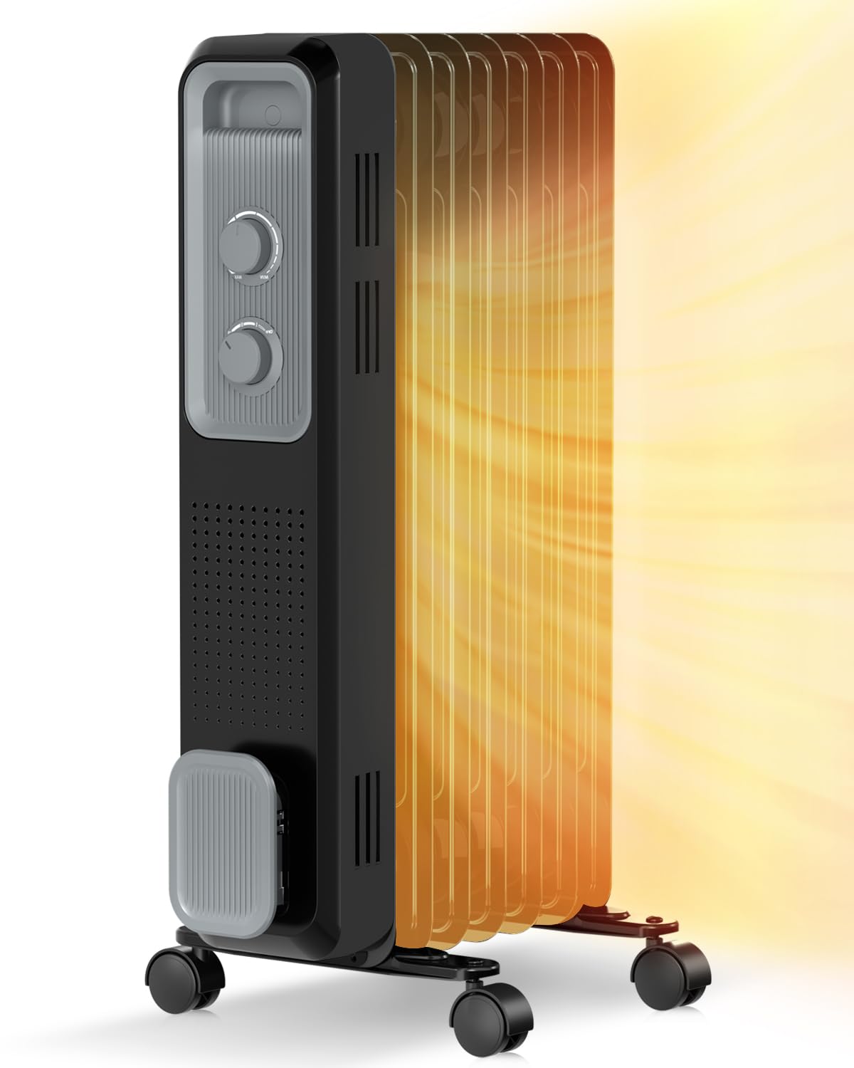 COWSAR LSU630183G Up to 1200-Watt Oil-filled Radiant Tower Indoor Electric Space Heater with Thermostat