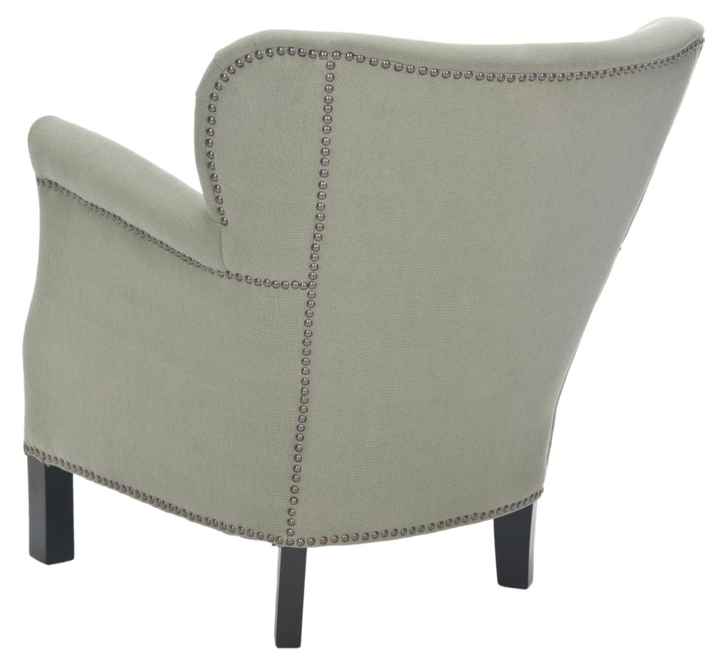 Seamist Gray Linen Upholstered Accent Chair with Birch Legs