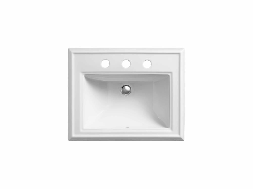 KOHLER 2241-8-0 Memoirs Vitreous china Drop-in Rectangular Traditional White Bathroom Sink ( 22.75-Inches x 18-Inches )