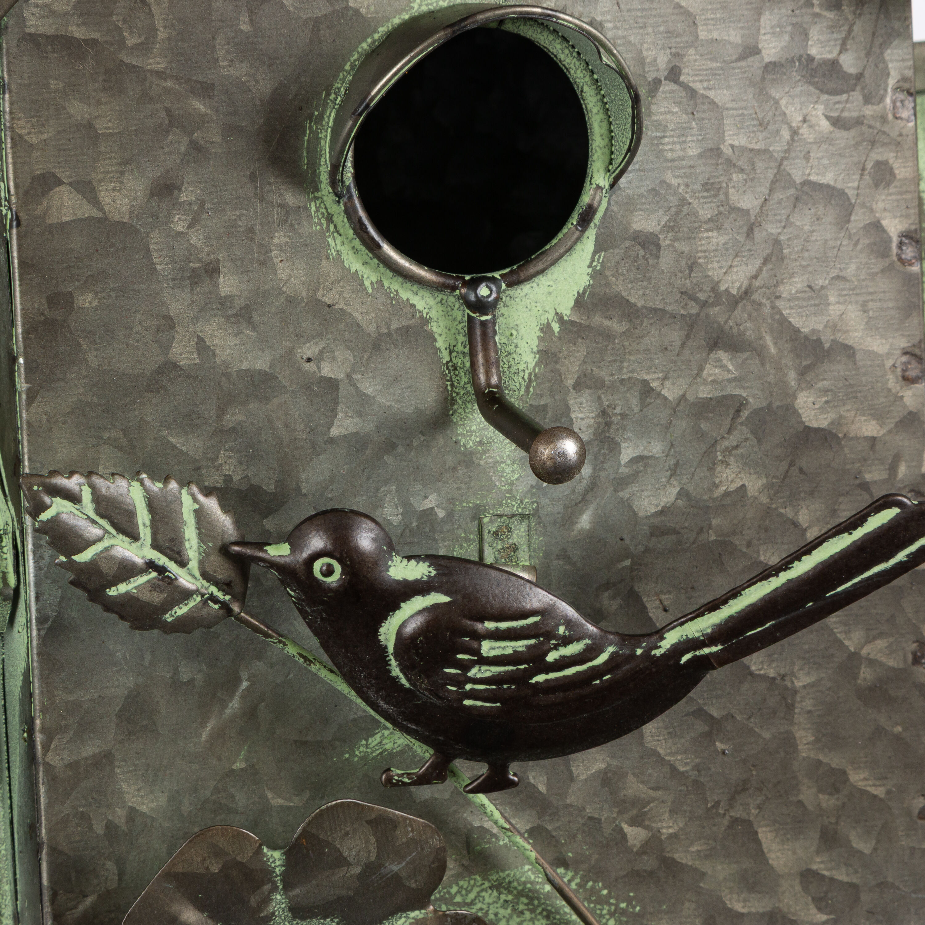 76 Inch Rustic Silver Metal Birdhouse Yard Stake